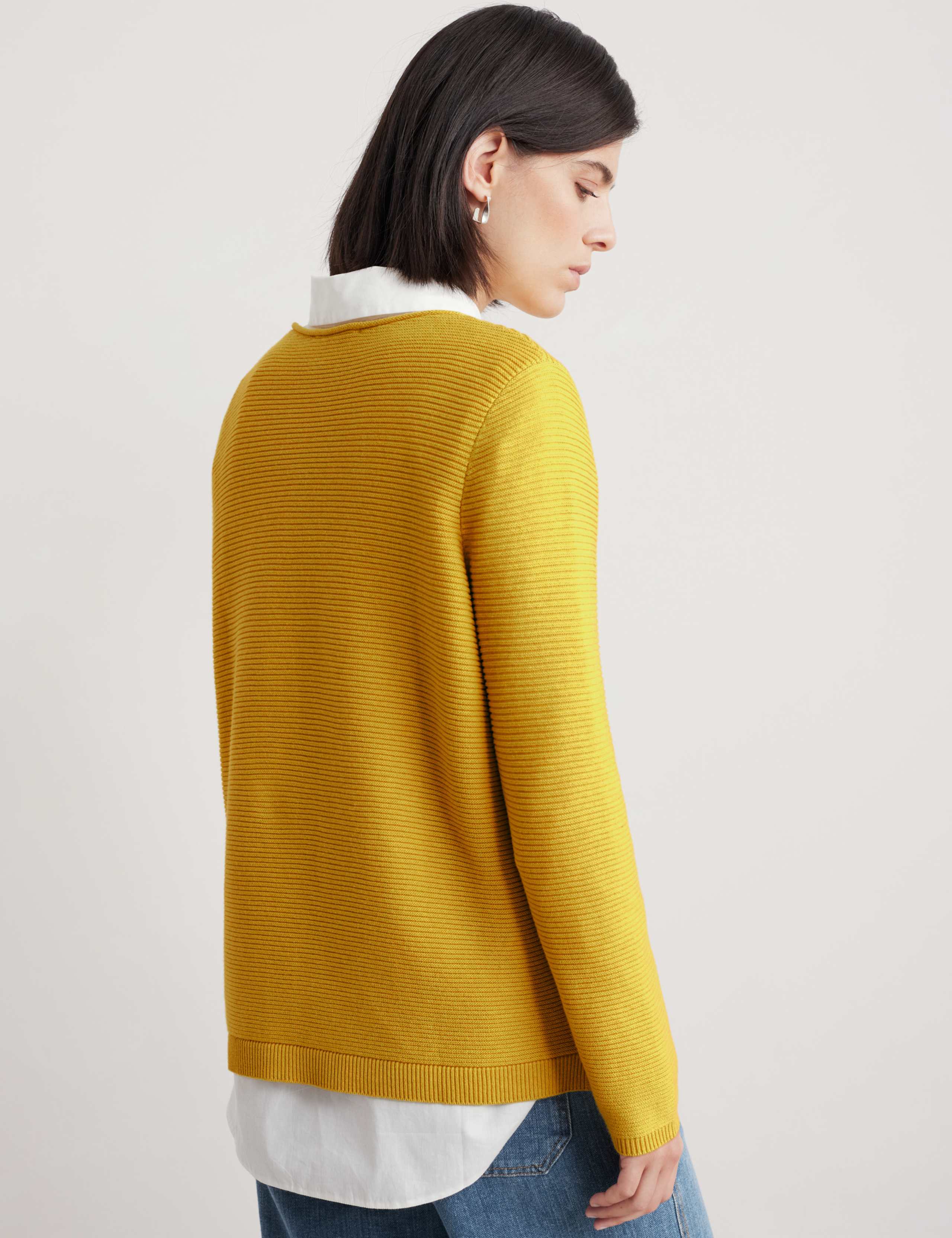 Pure Cotton Textured Crew Neck Jumper 3 of 4