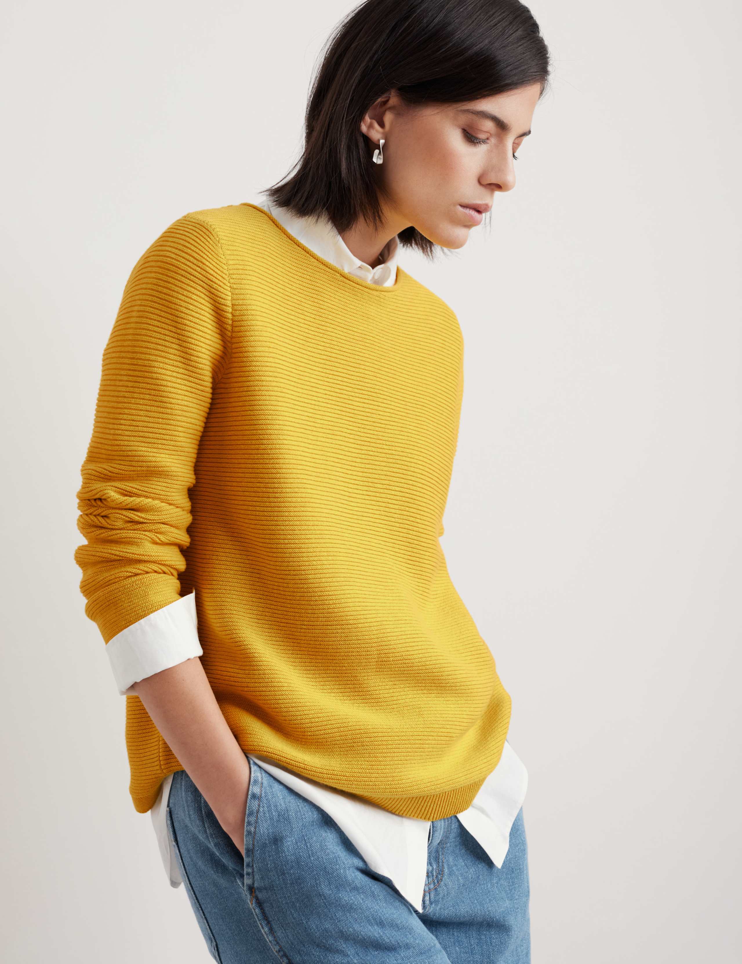 Pure Cotton Textured Crew Neck Jumper 4 of 4