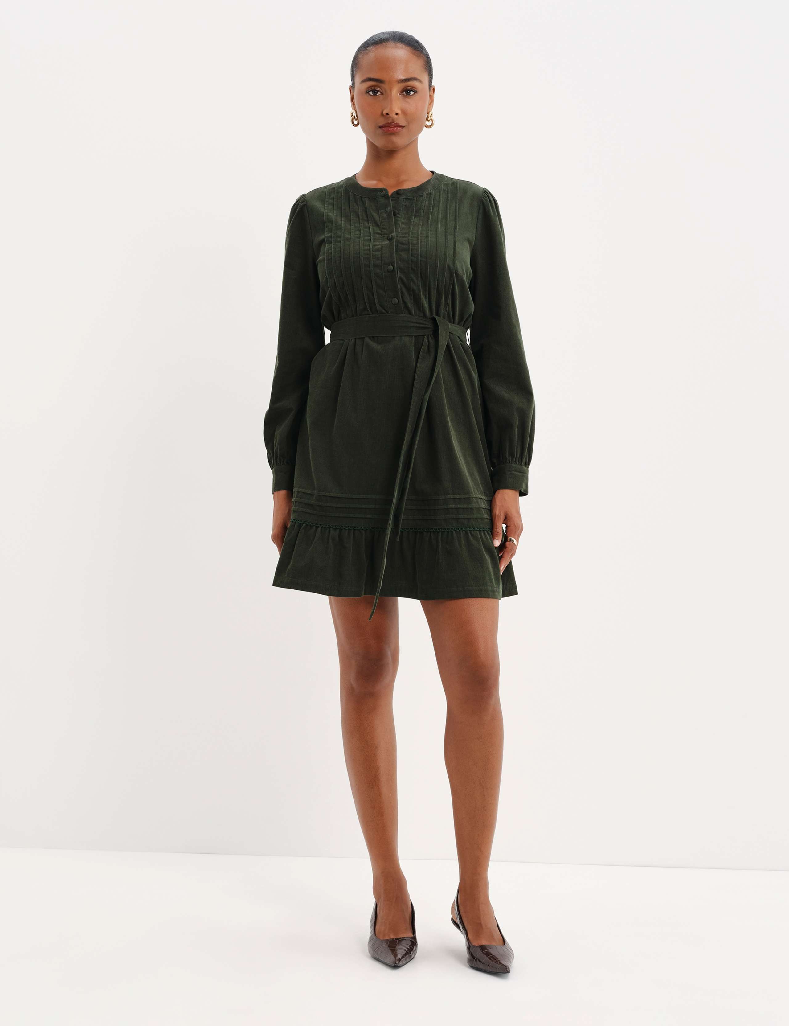 Cord Tie Waist Mini Dress 1 of 10