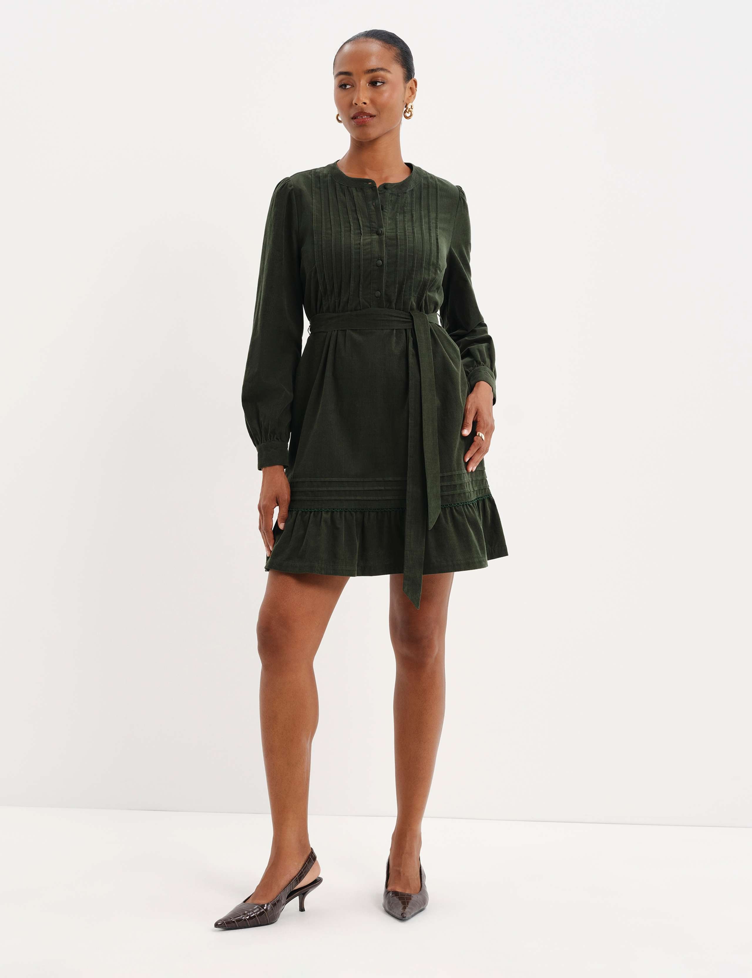 Cord Tie Waist Mini Dress 2 of 10