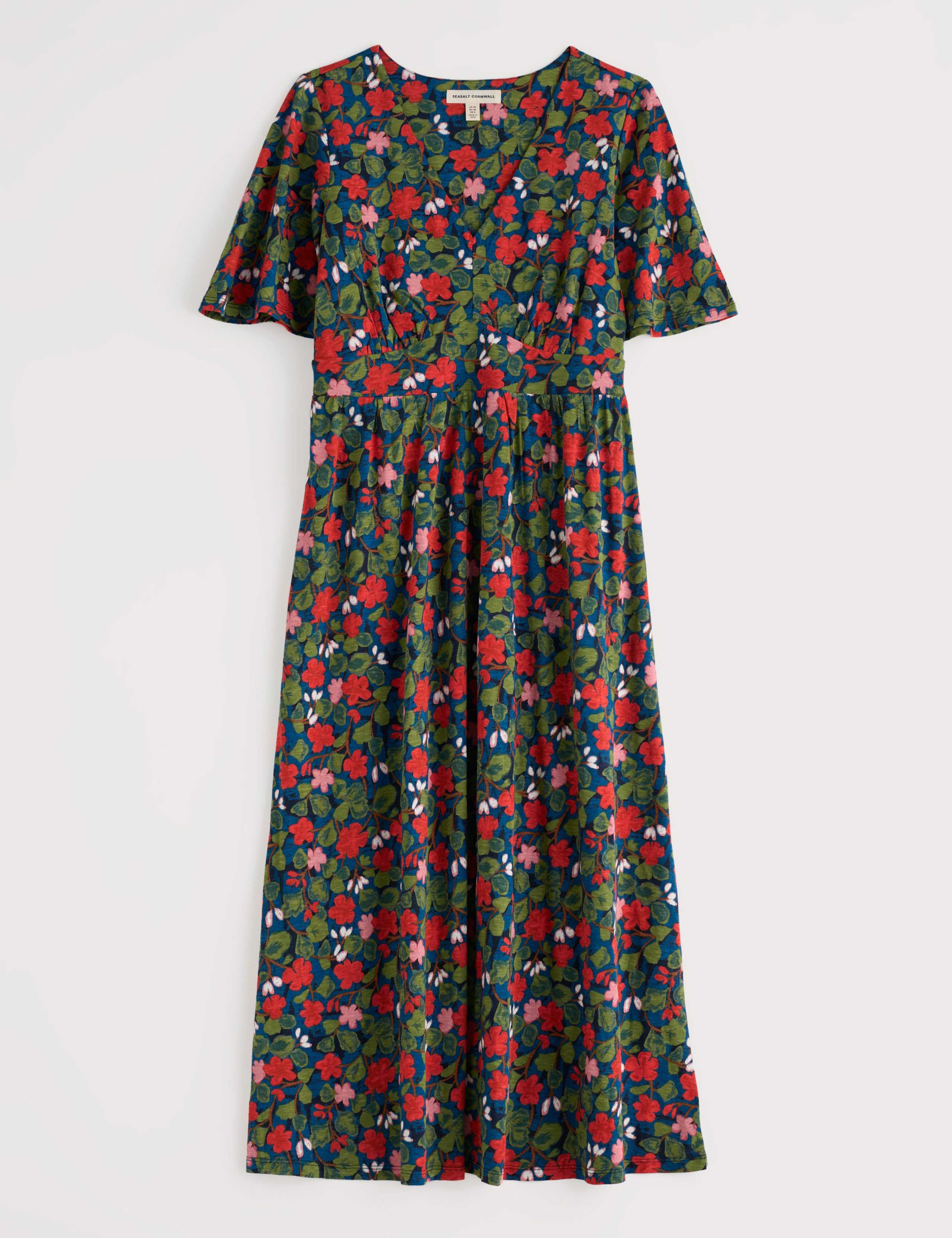 Pure Cotton Floral V-Neck Midi Waisted Dress 2 of 5