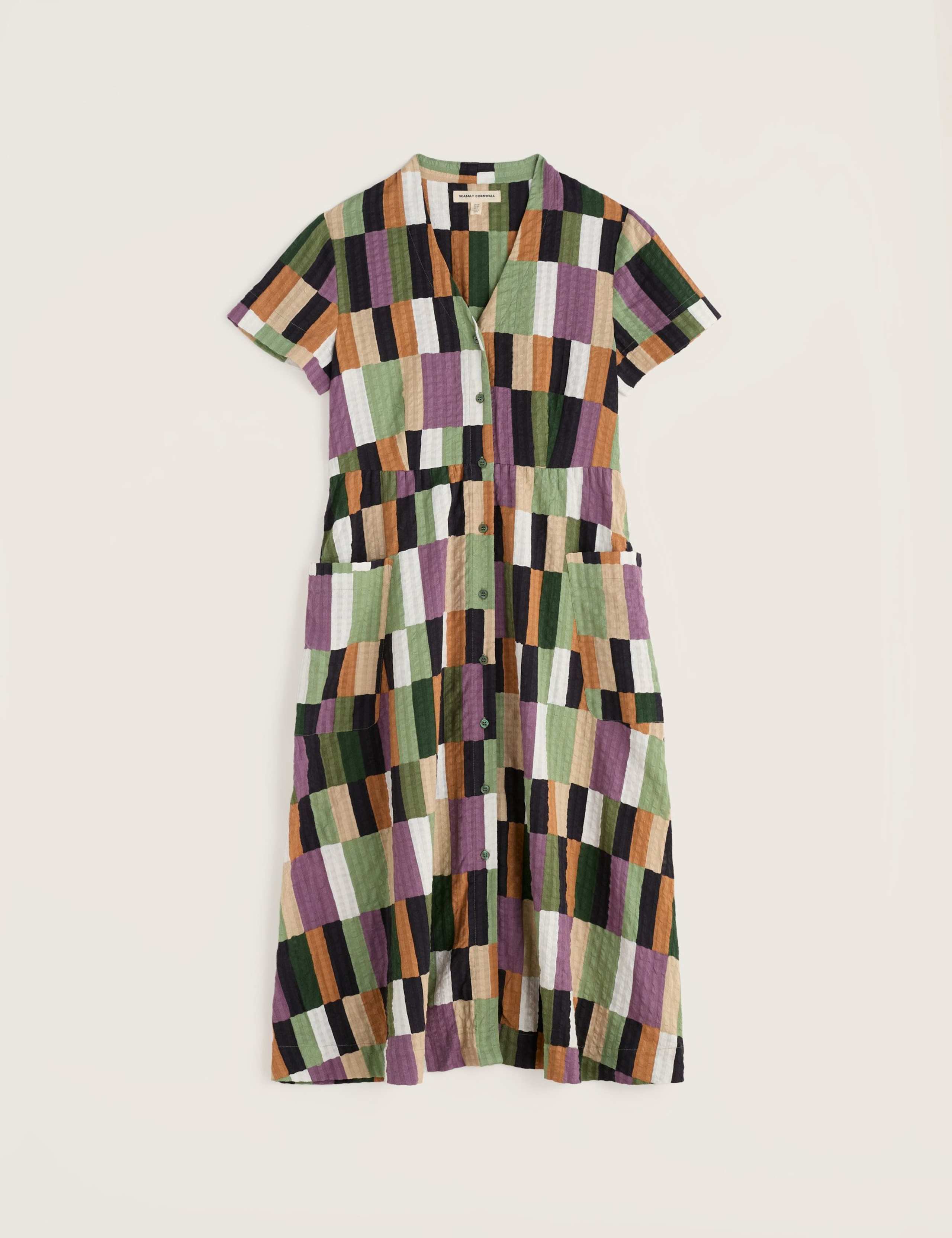 Pure Cotton Geometric V-Neck Midi Shirt Dress 2 of 6