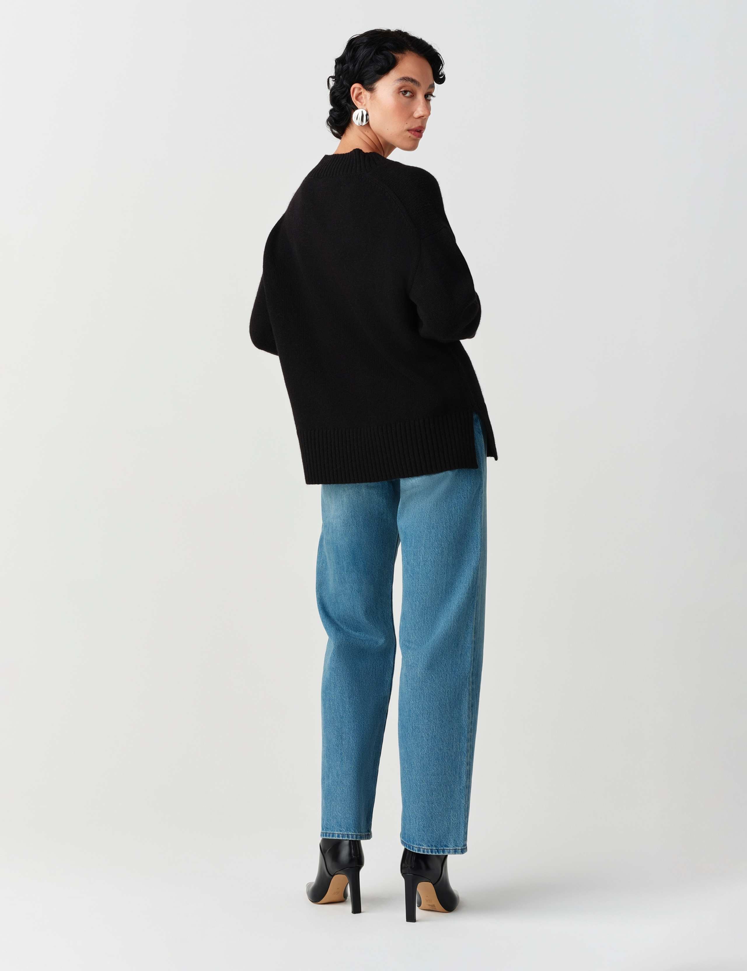 Wool Rich Ribbed V Neck Relaxed Jumper 2 of 9