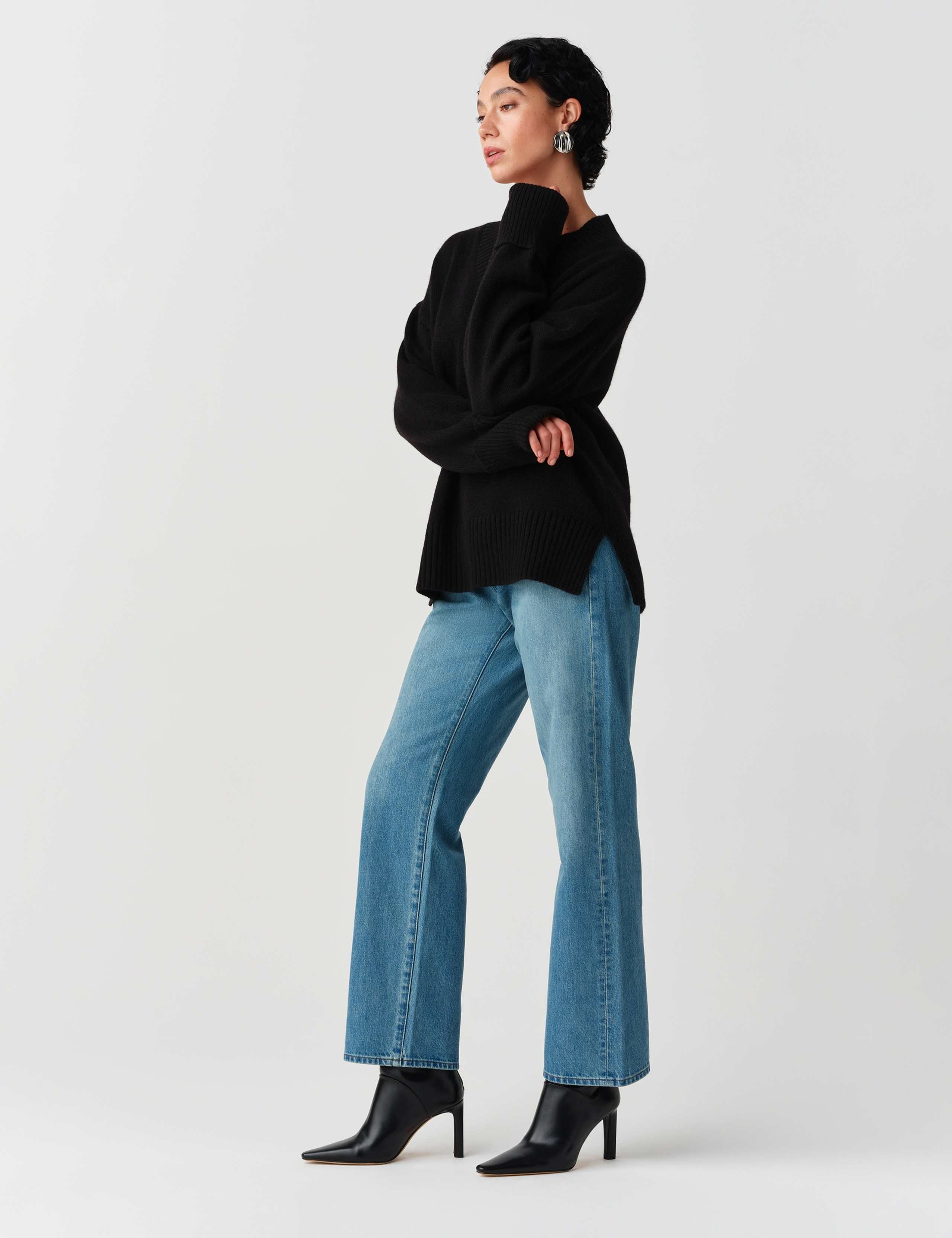 Wool Rich Ribbed V Neck Relaxed Jumper 5 of 9