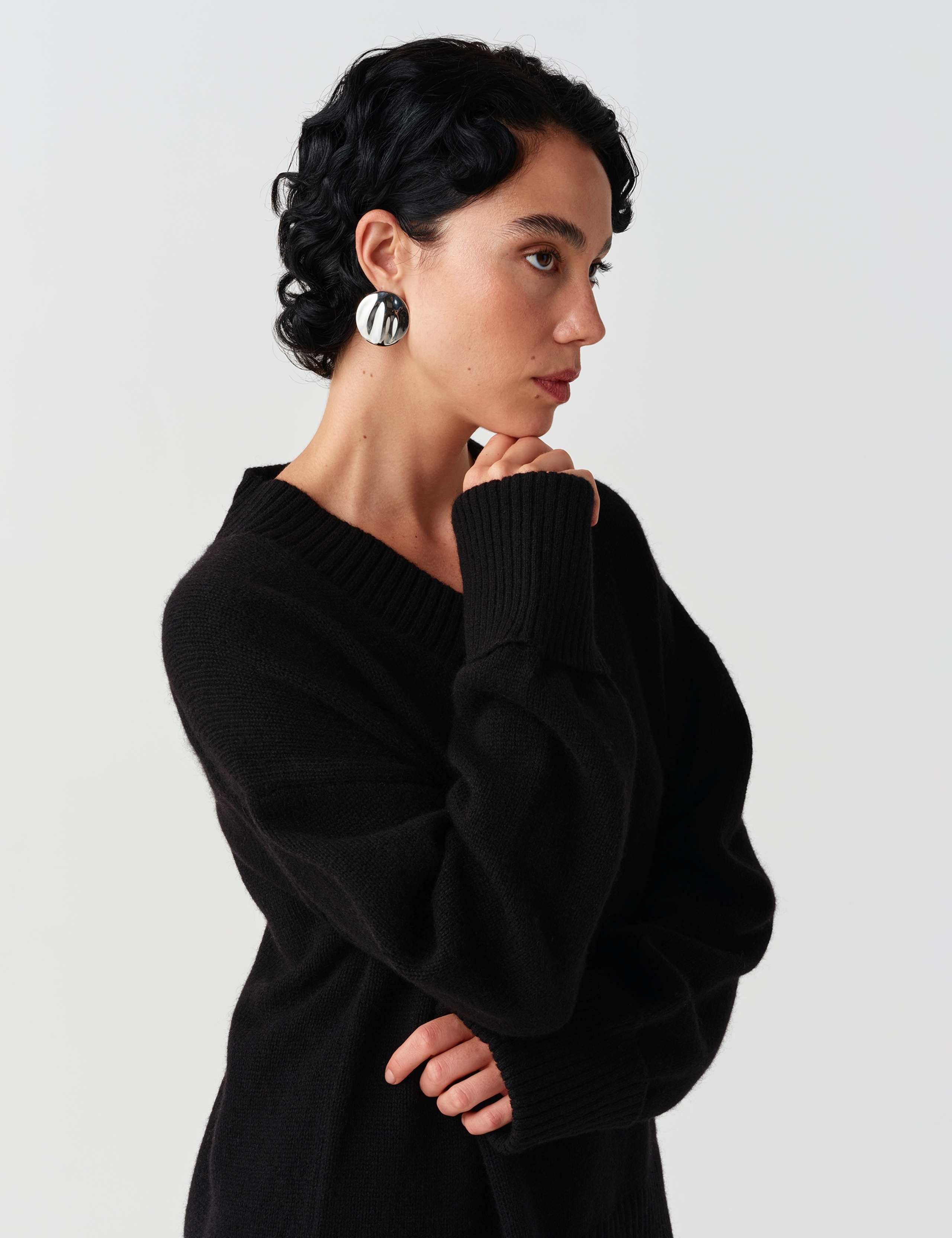 Wool Rich Ribbed V Neck Relaxed Jumper 9 of 9