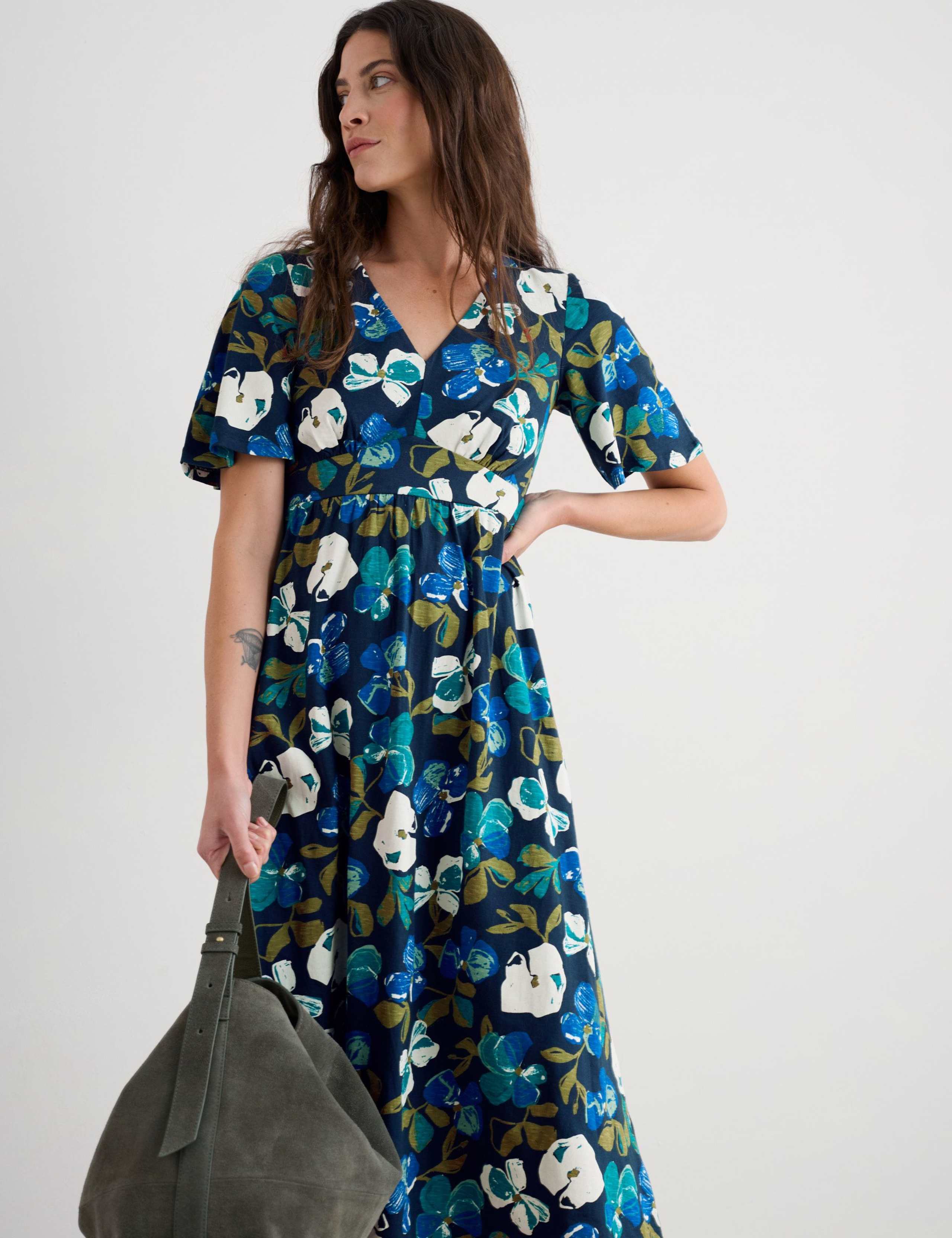Cotton Floral V-Neck Chateaux Maxi Dress 4 of 5
