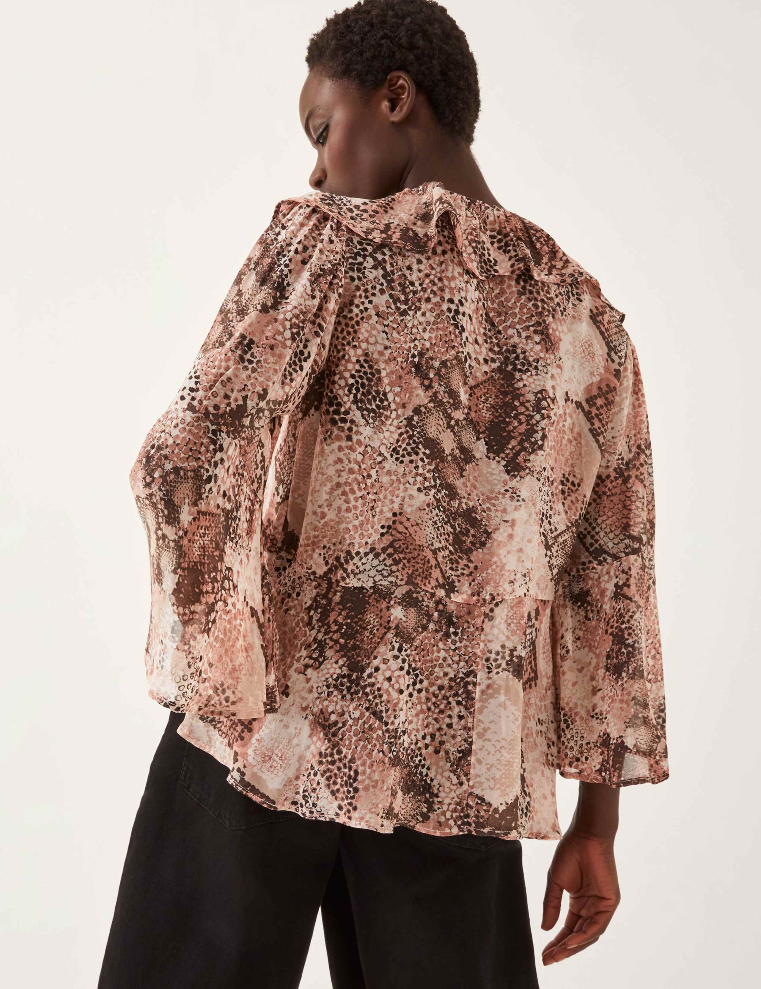 Snake Print Frill Collar Blouse 3 of 5