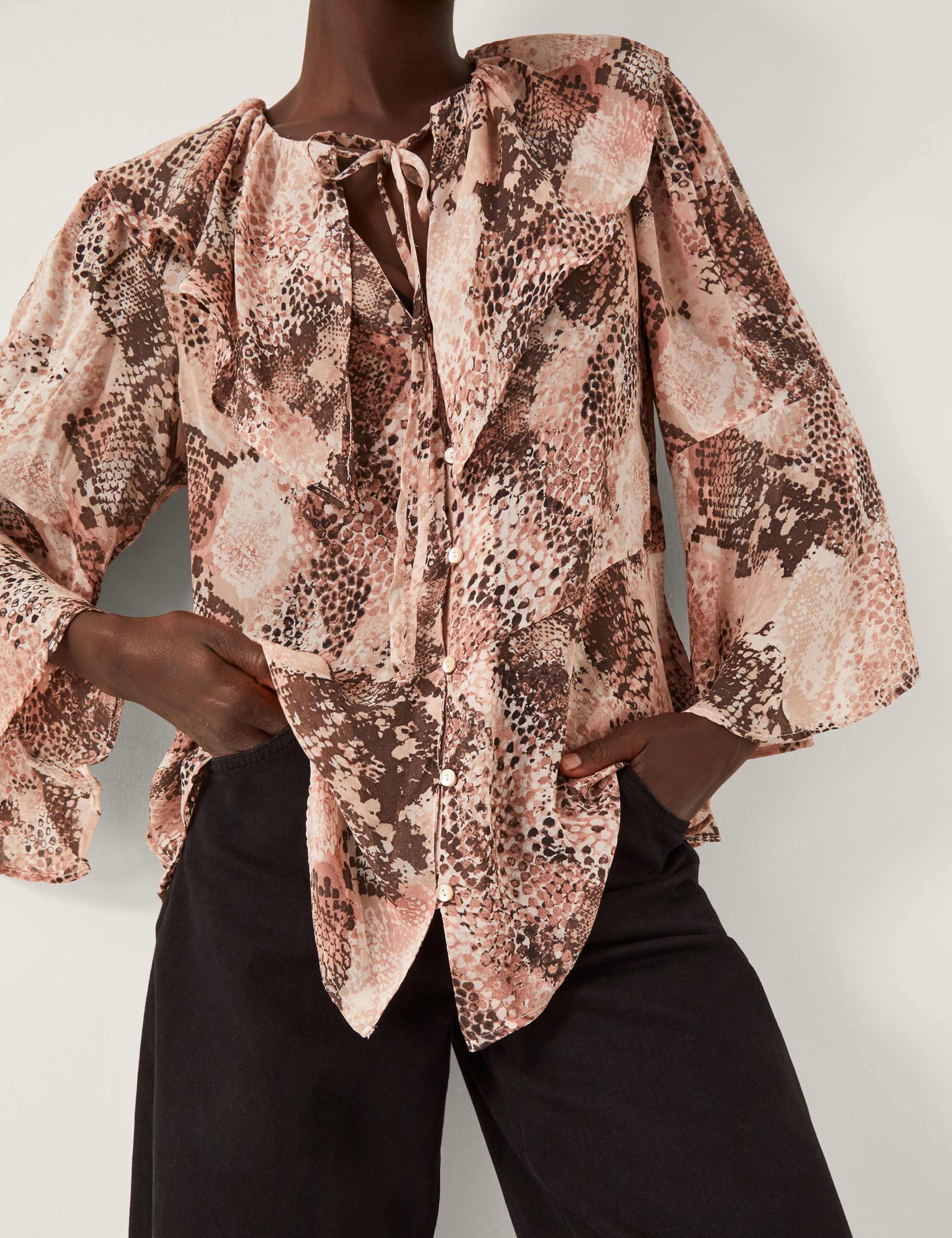 Snake Print Frill Collar Blouse 4 of 5