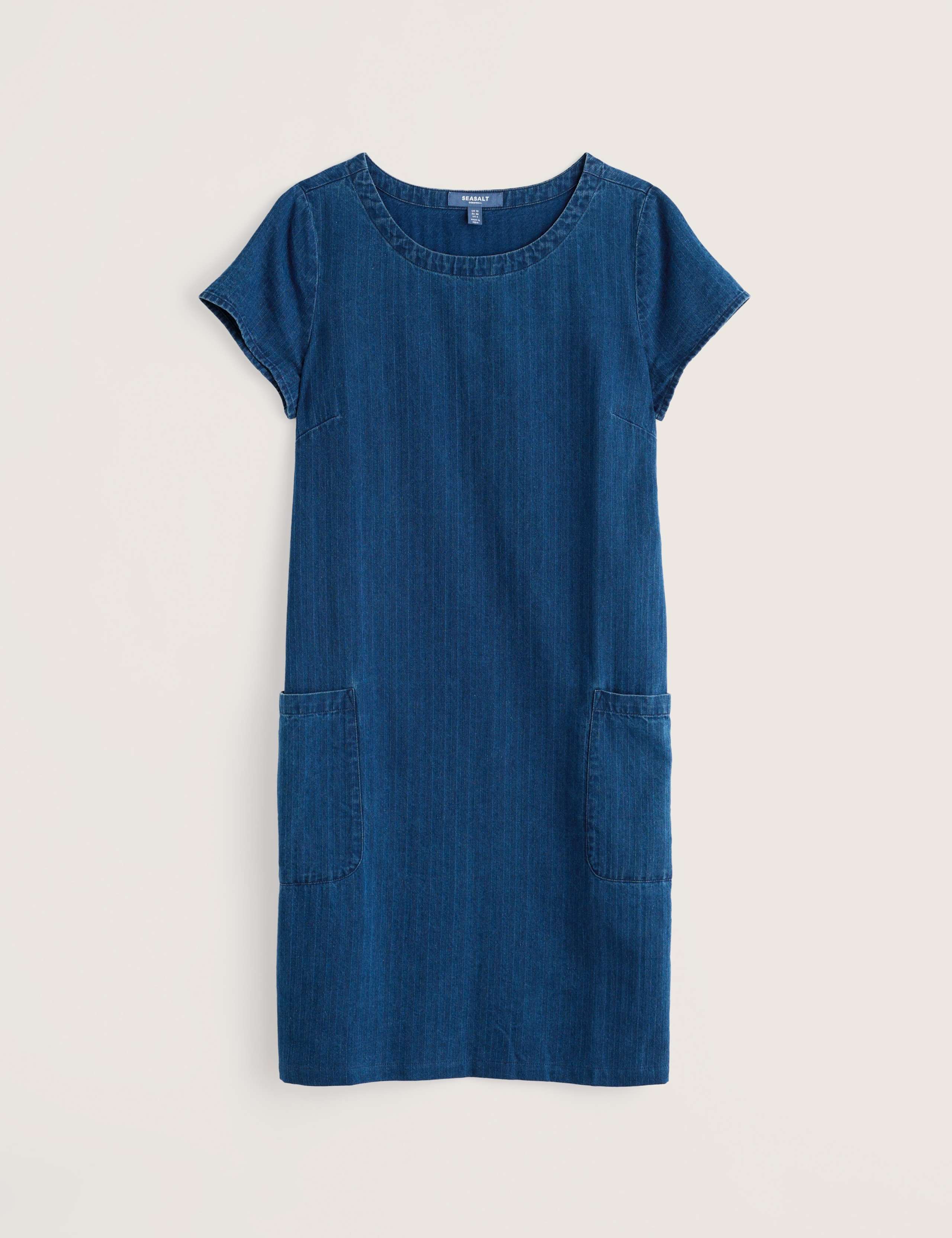 Pure Cotton Denim Textured Stripe Shift Dress 2 of 5