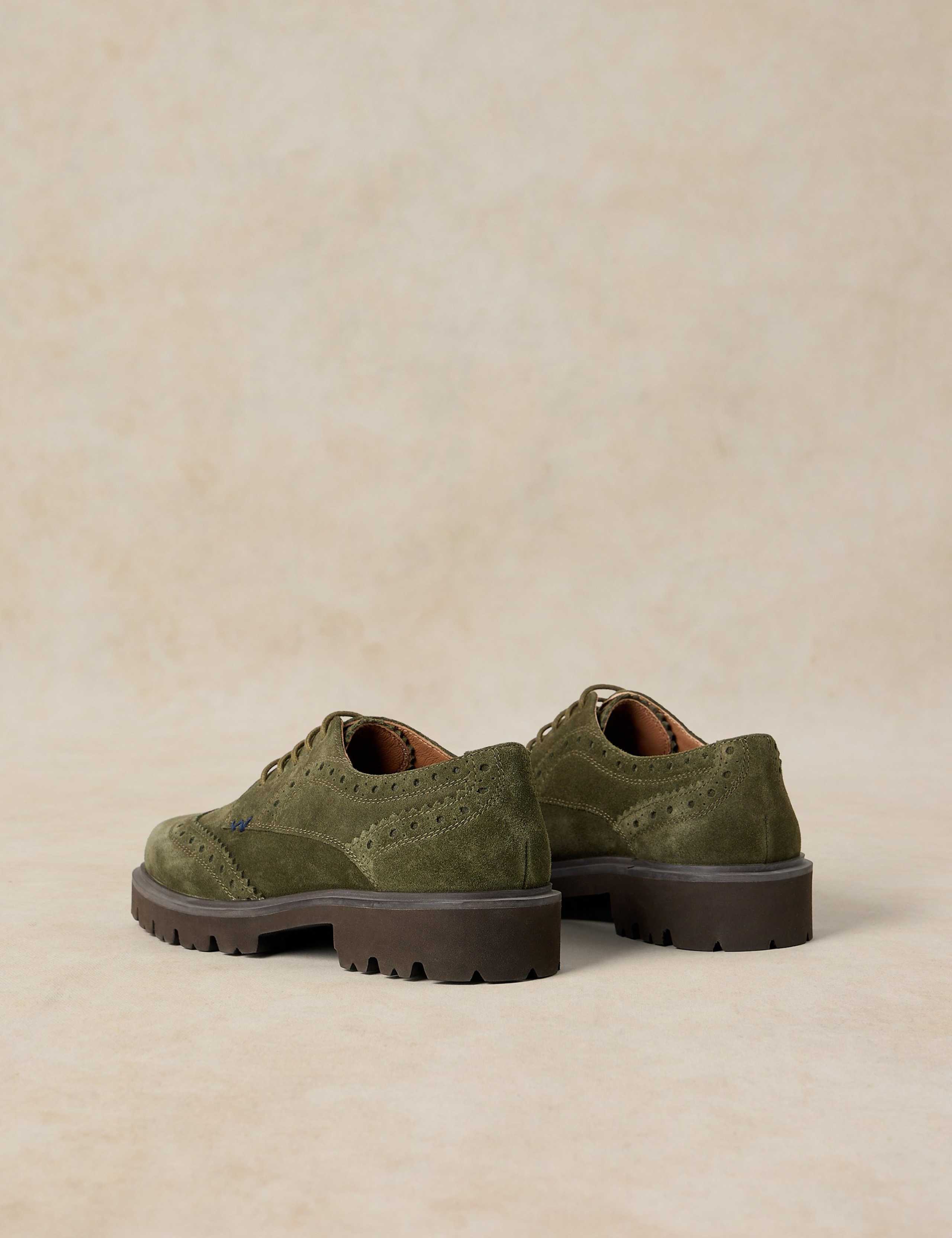 Suede Chunky Lace Up Block Heel Brogues 3 of 4