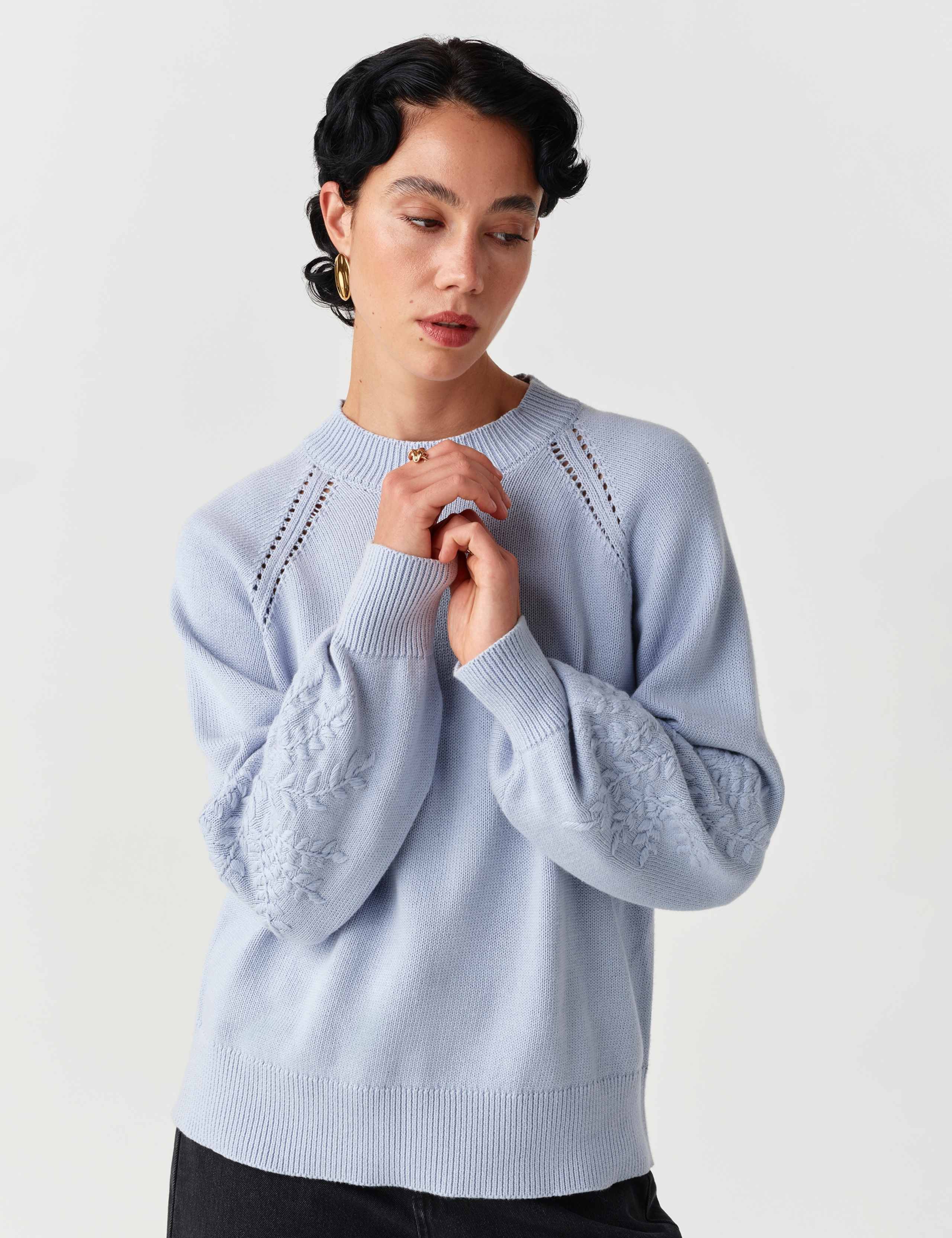 Pure Cotton Embroidered Balloon Sleeve Jumper 11 of 11