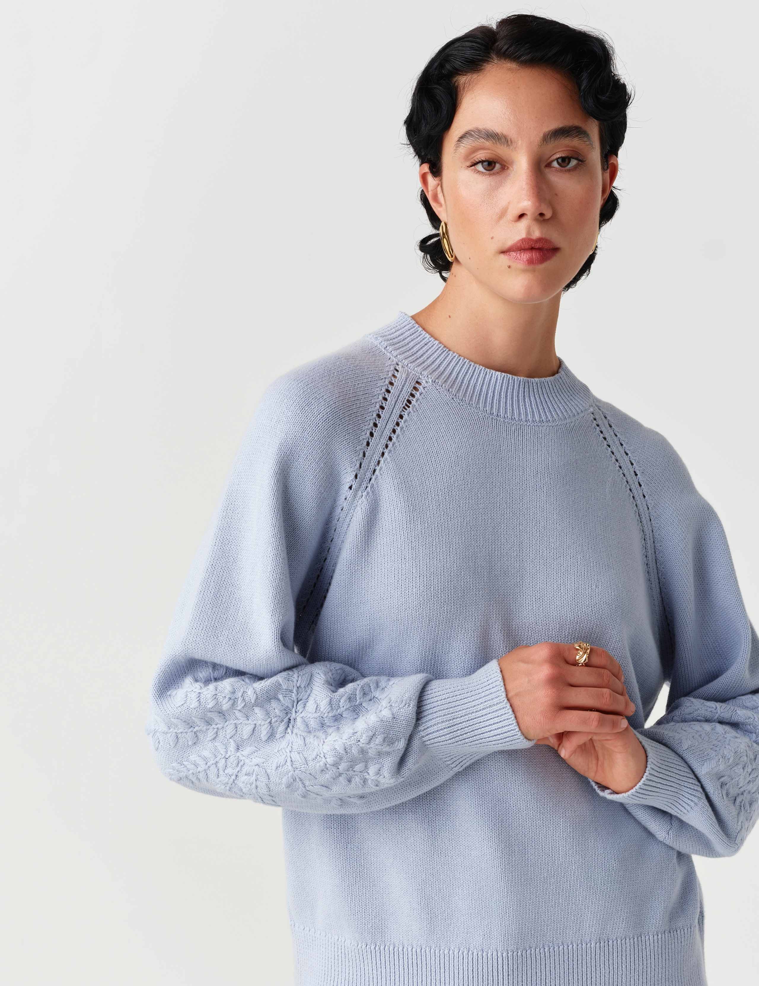 Pure Cotton Embroidered Balloon Sleeve Jumper 3 of 11