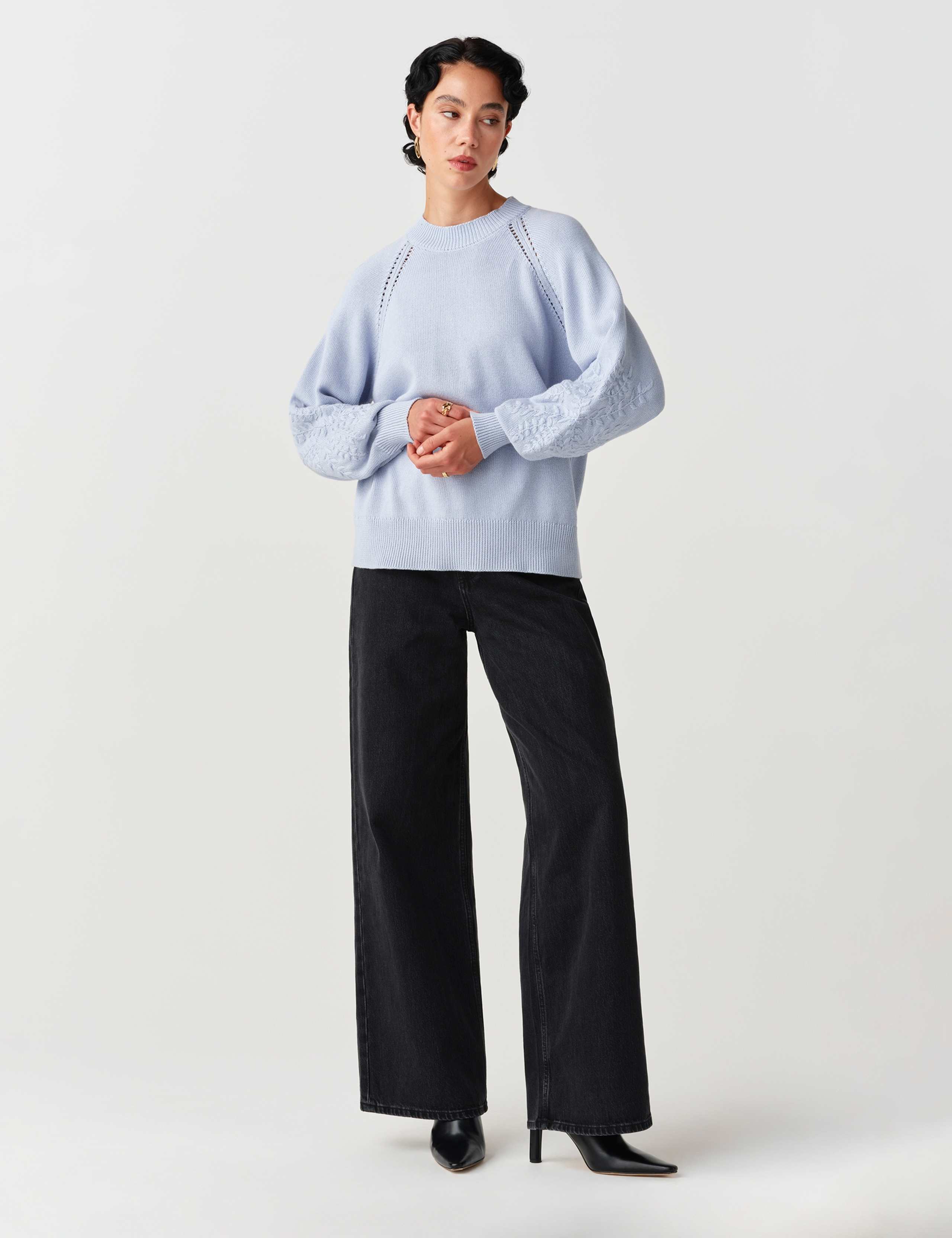 Pure Cotton Embroidered Balloon Sleeve Jumper 5 of 11
