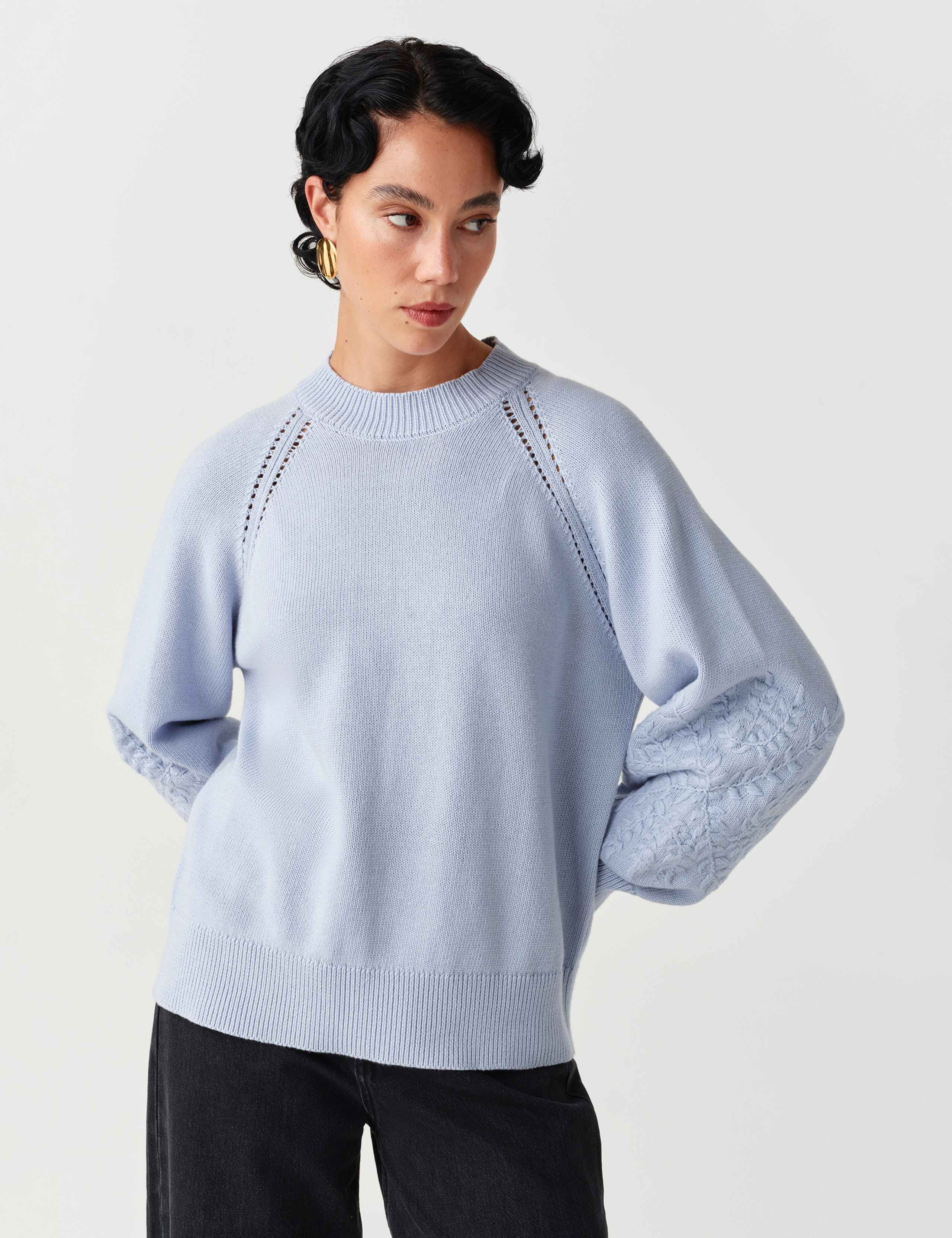 Pure Cotton Embroidered Balloon Sleeve Jumper 7 of 11
