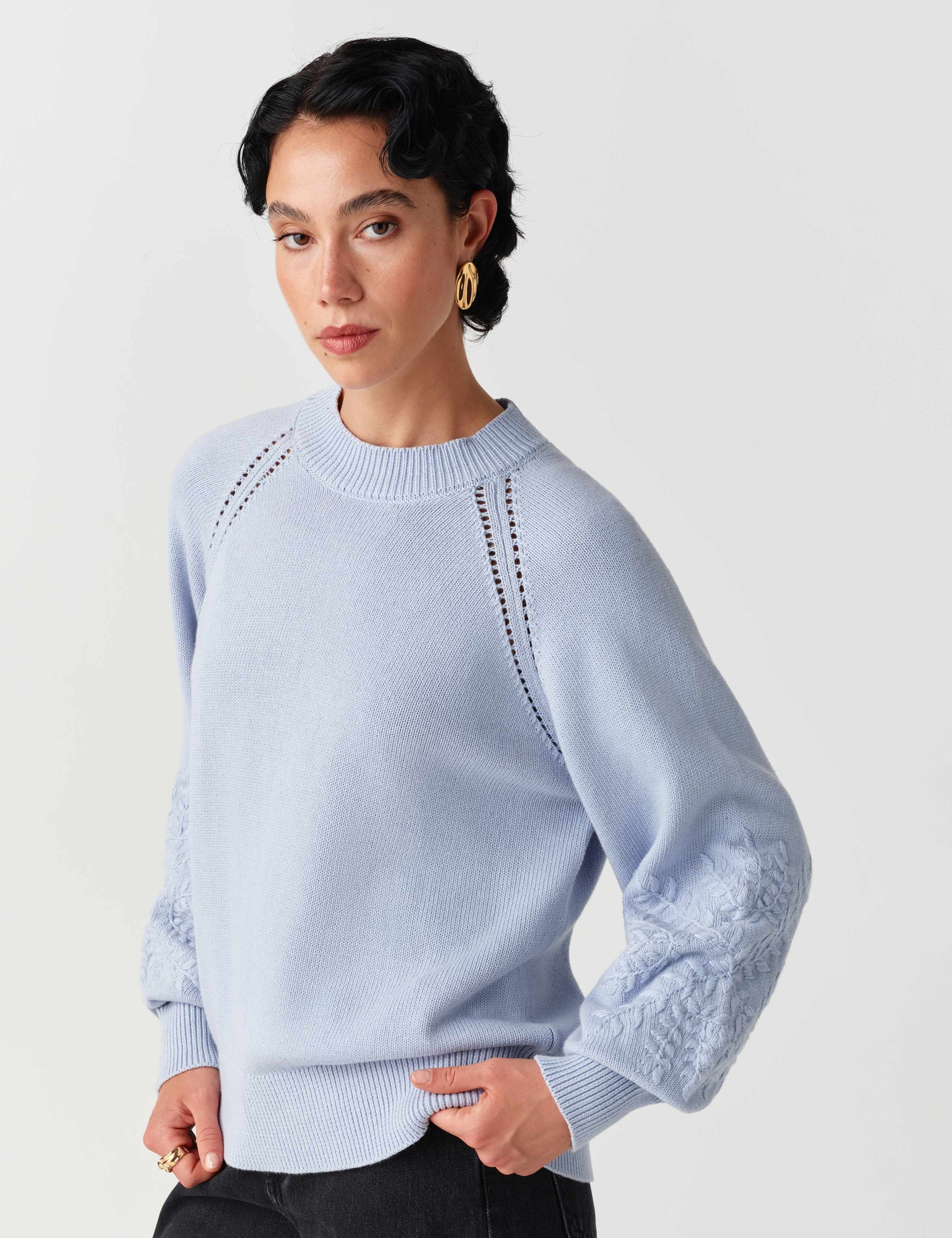 Pure Cotton Embroidered Balloon Sleeve Jumper 9 of 11