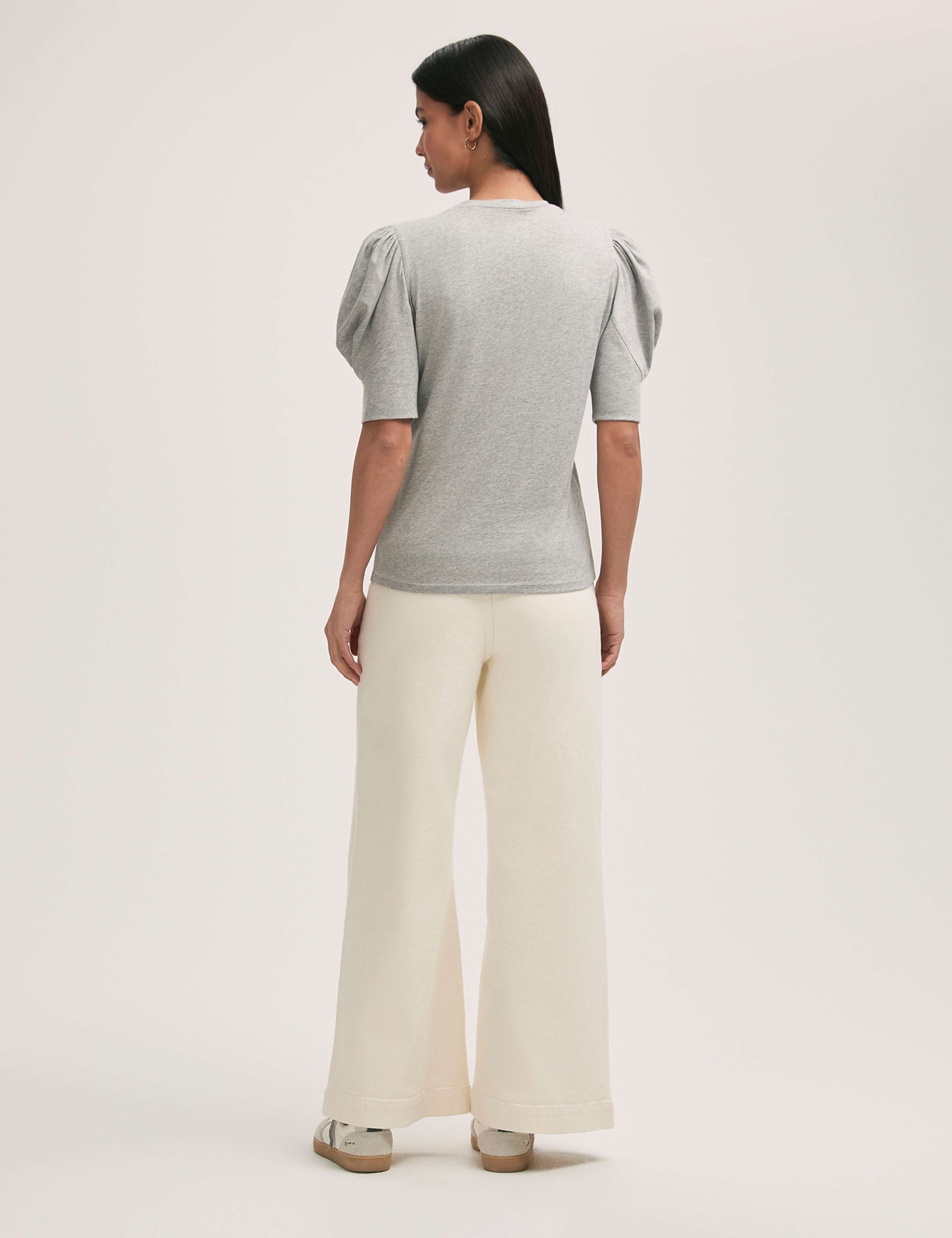 Pure Cotton Jersey Draped Puff Sleeve Top 2 of 3