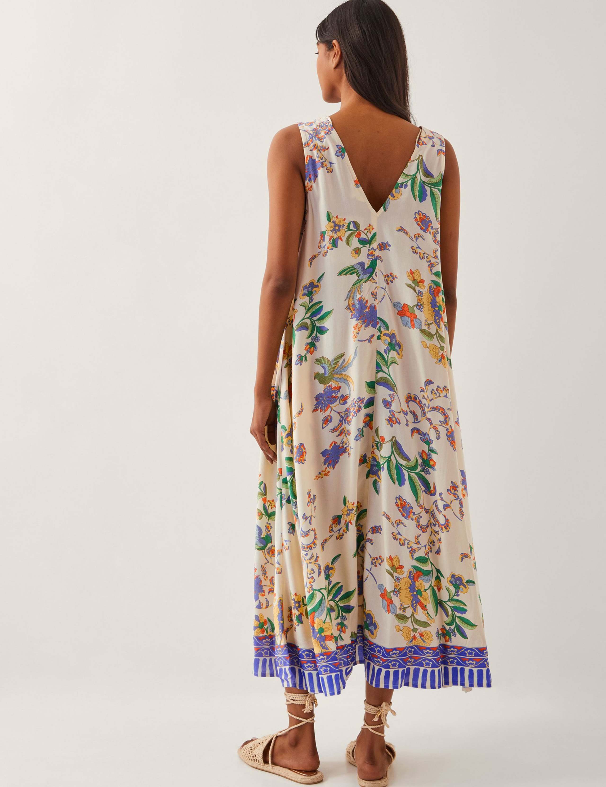 Printed V-Neck Maxi Beach Dress 3 of 4