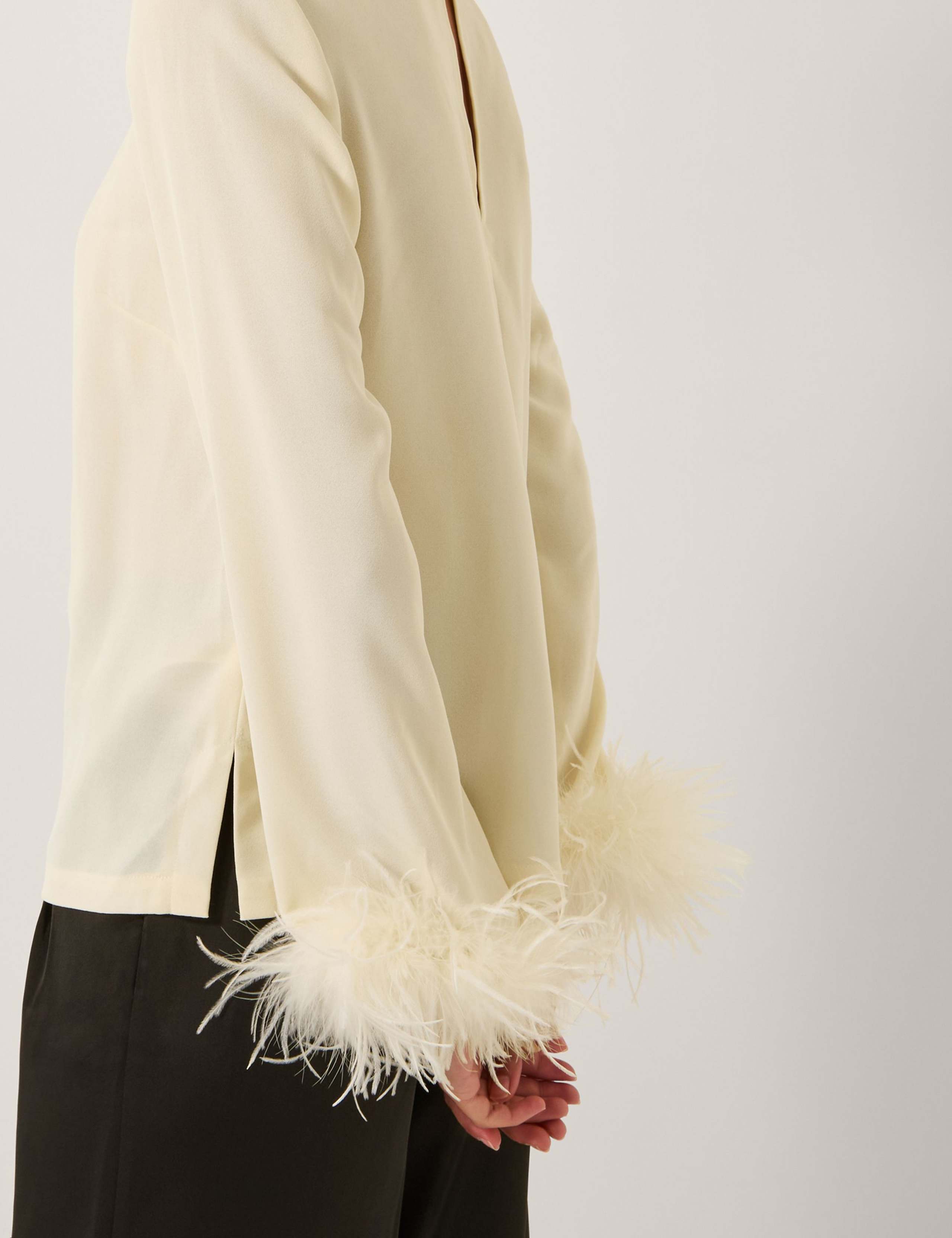 Feather Cuff High Neck Blouse 5 of 5