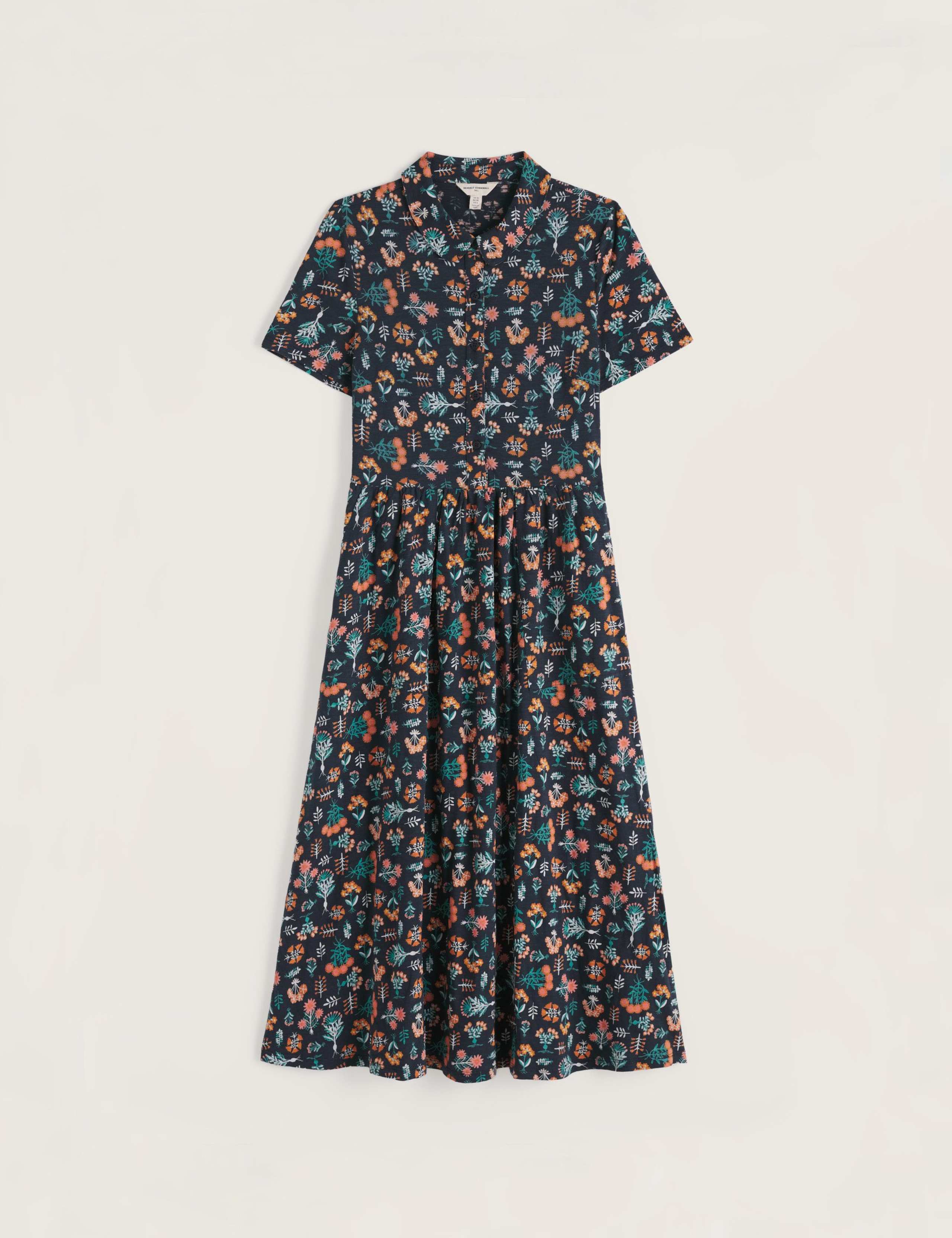Pure Cotton Floral Midi Shirt Dress 2 of 5