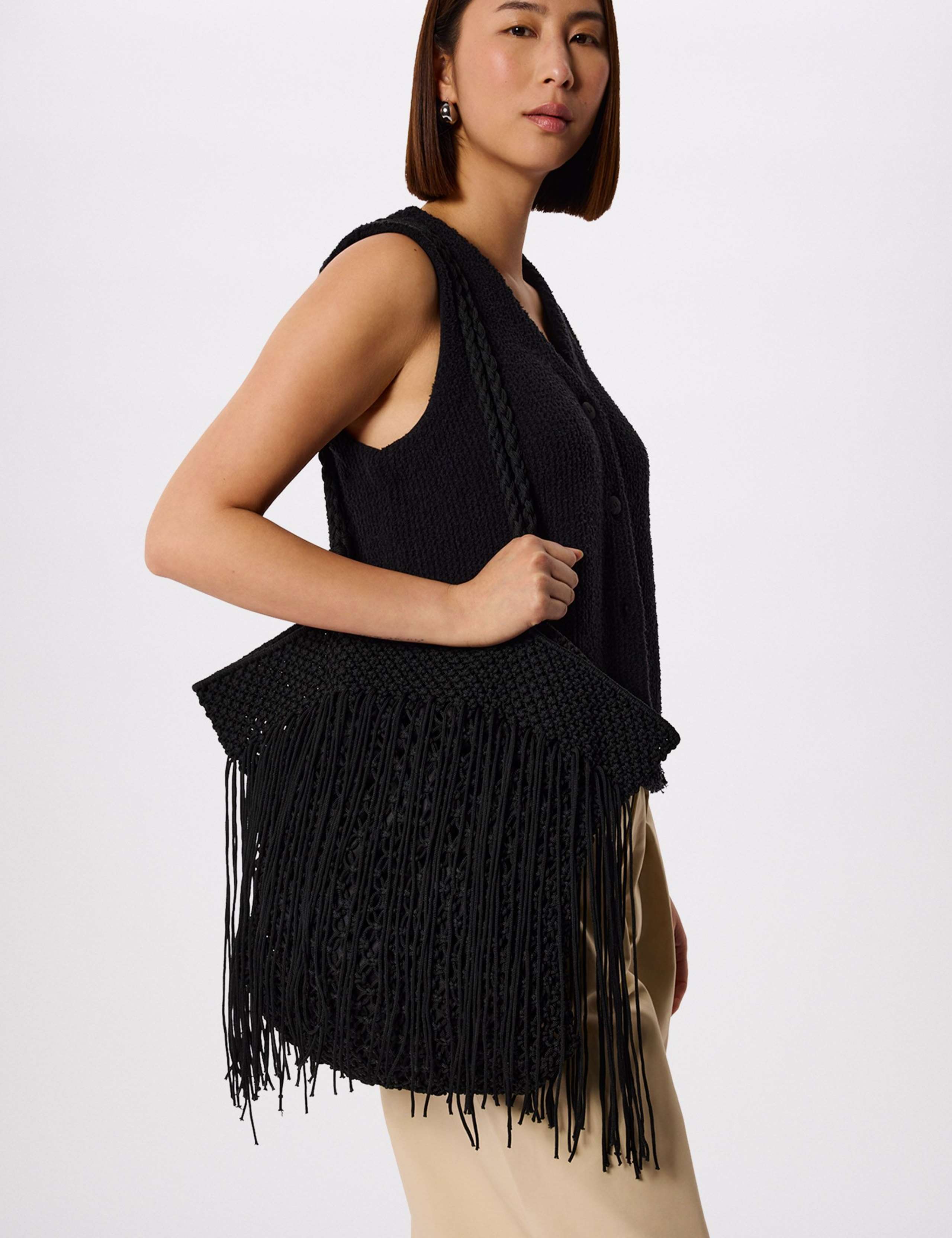 Woven Fringed Tote Bag 4 of 6