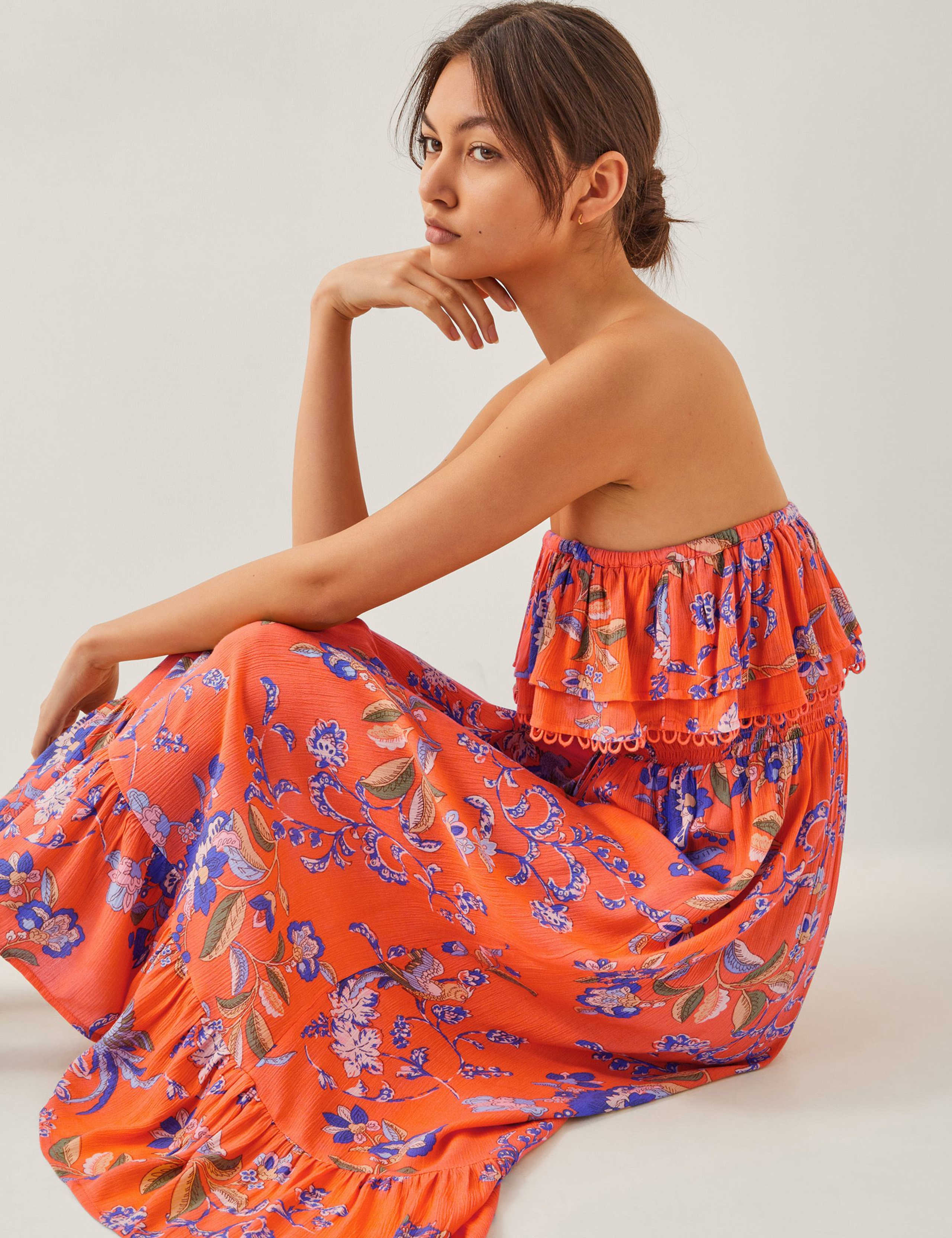 Floral Square Neck Midi Waisted Dress 4 of 4