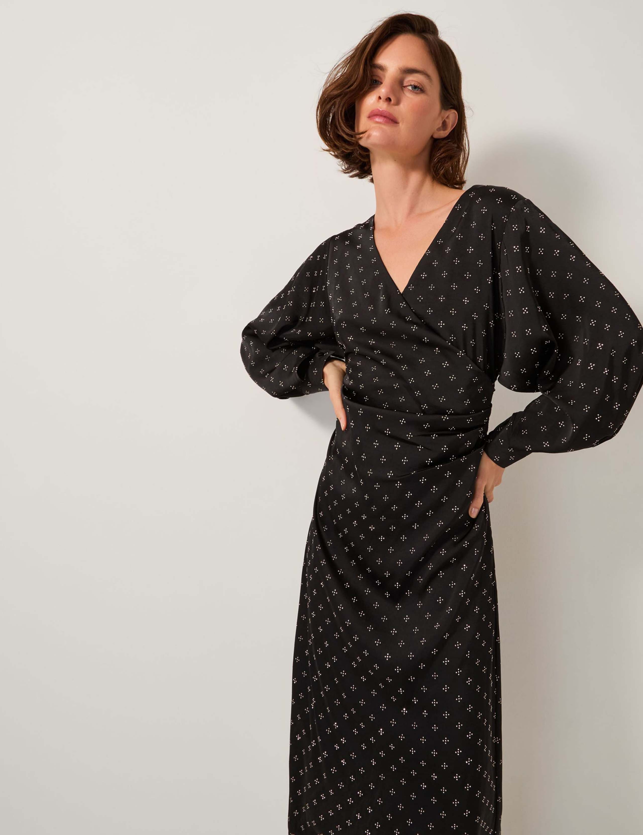 Embroidered V-Neck Midi Tea Dress 3 of 5