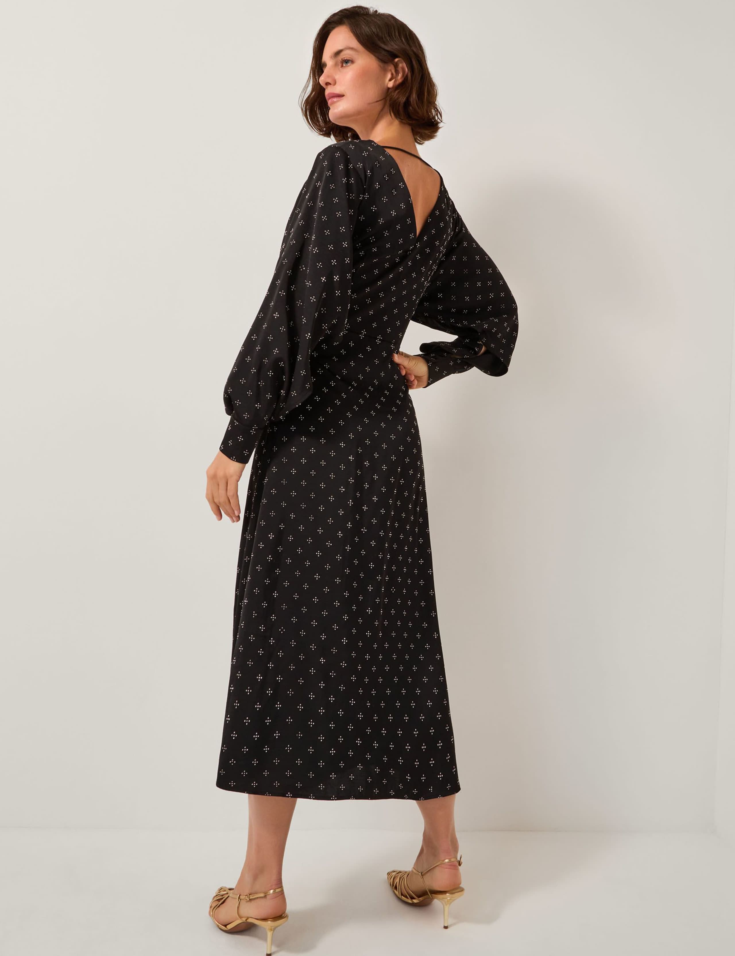 Embroidered V-Neck Midi Tea Dress 4 of 5