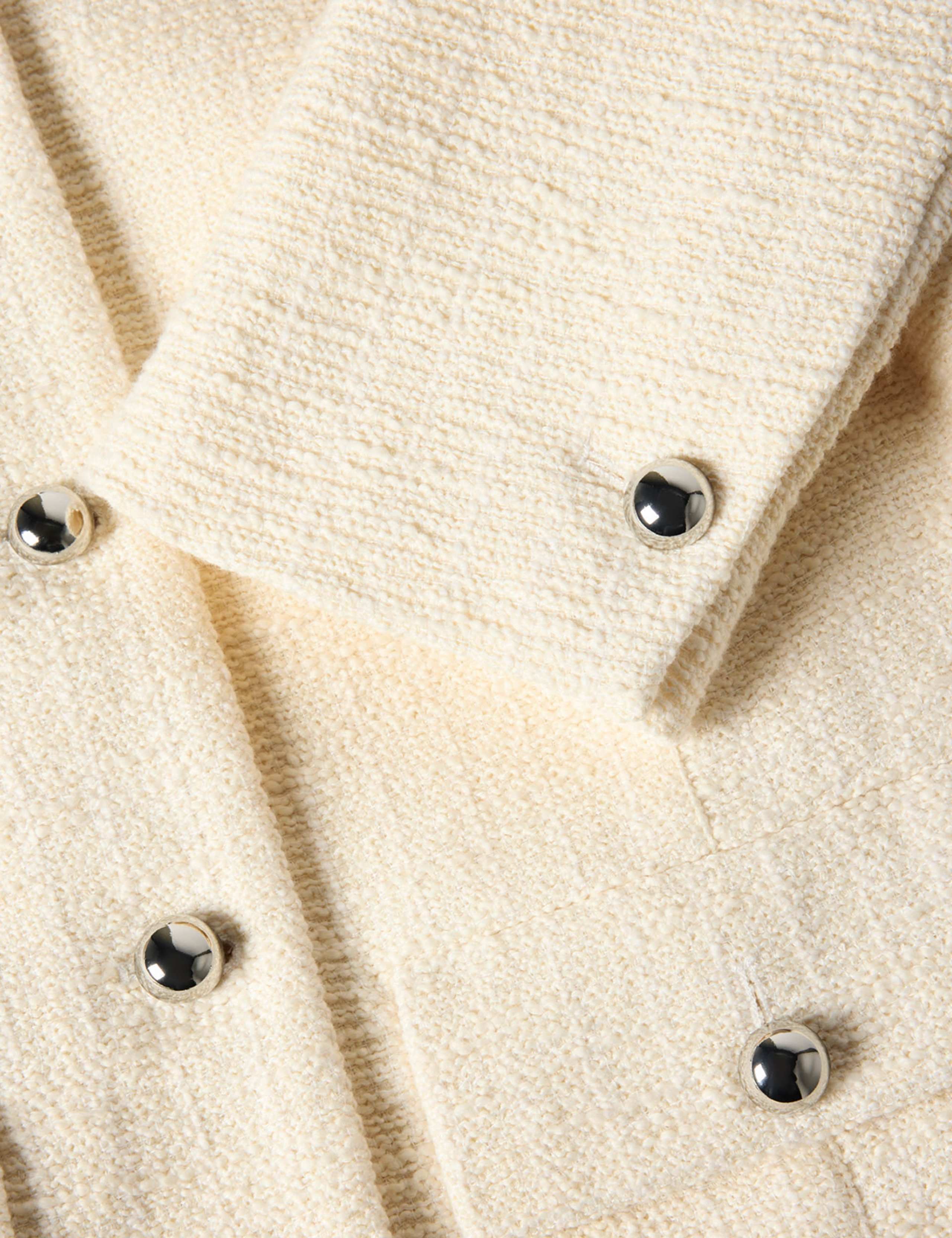 Cotton Blend Boucle Textured Cropped Jacket 6 of 6