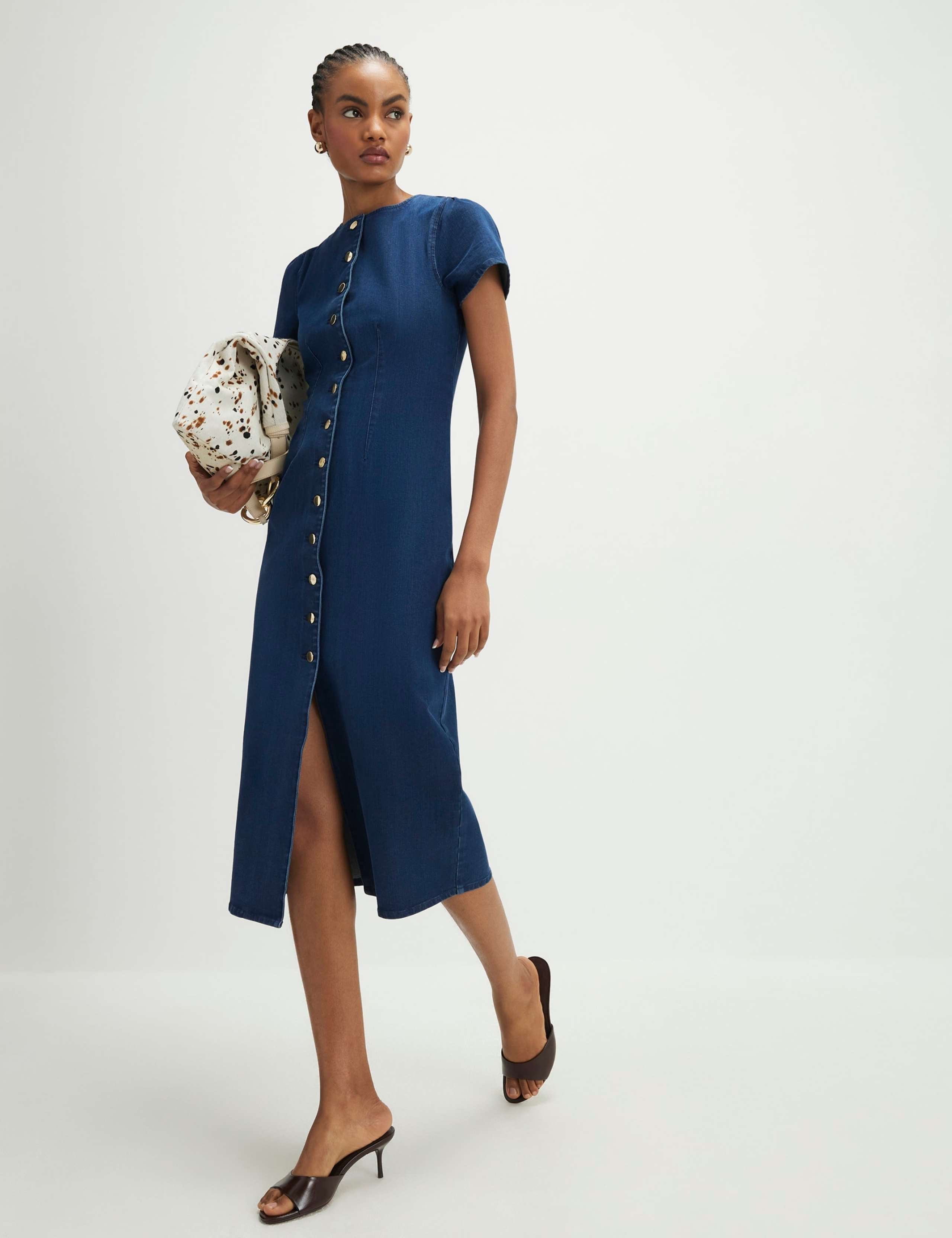 Cap Sleeve Button Through Midi Dress 2 of 4