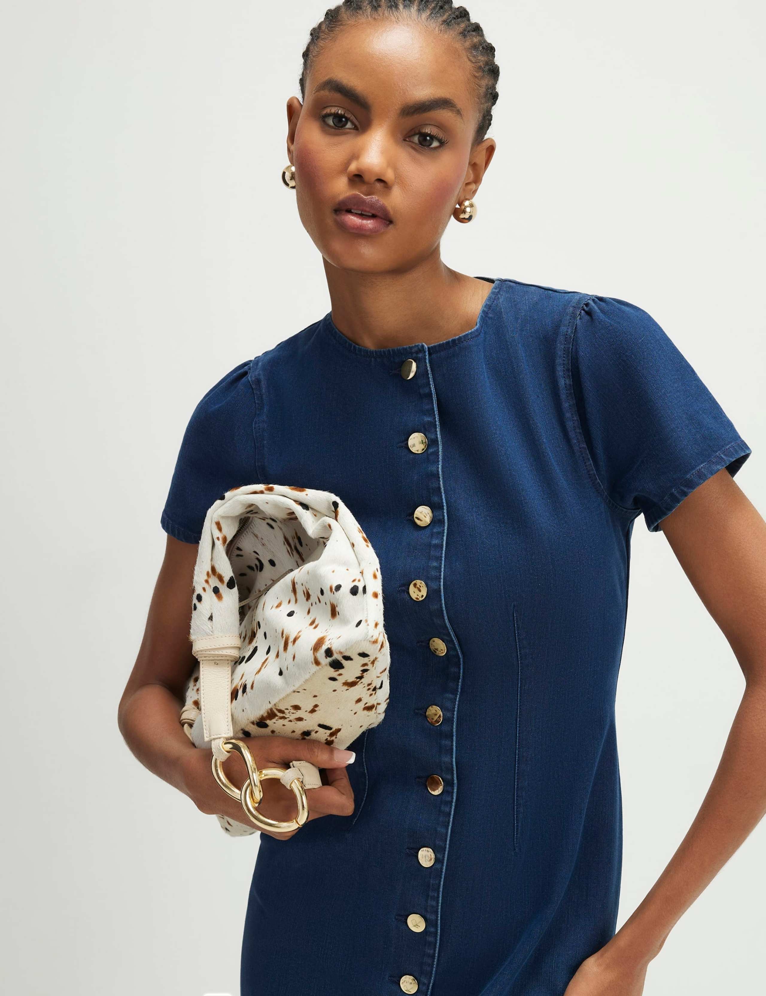 Cap Sleeve Button Through Midi Dress 3 of 4