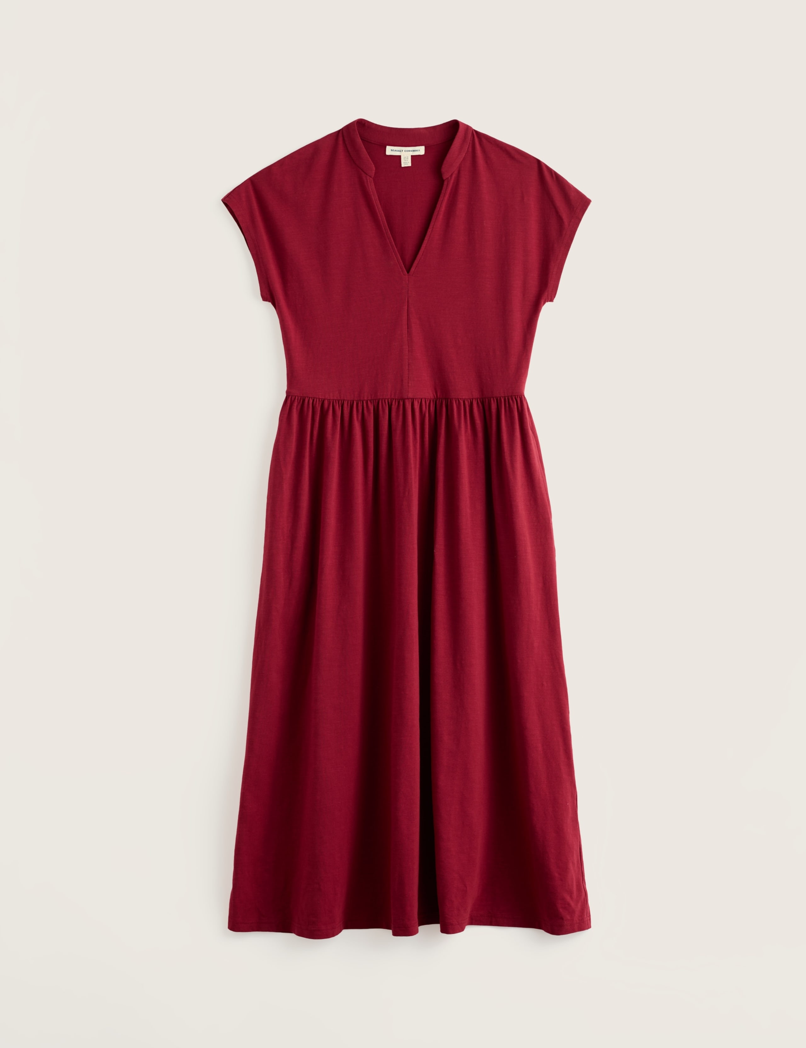 Cotton Rich Notch Neck Midi Waisted Dress 2 of 5