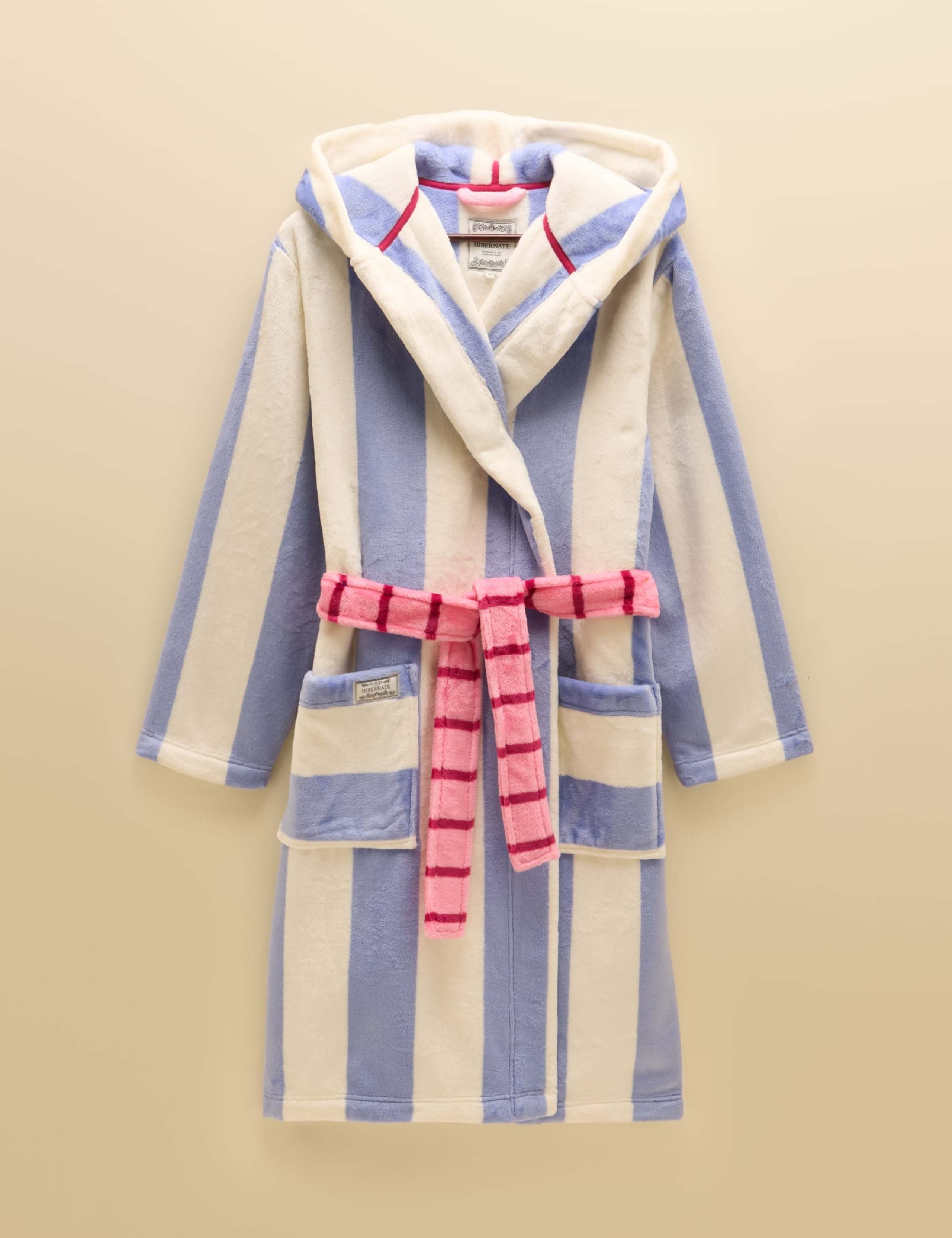 Fleece Striped Hooded Dressing Gown 2 of 7