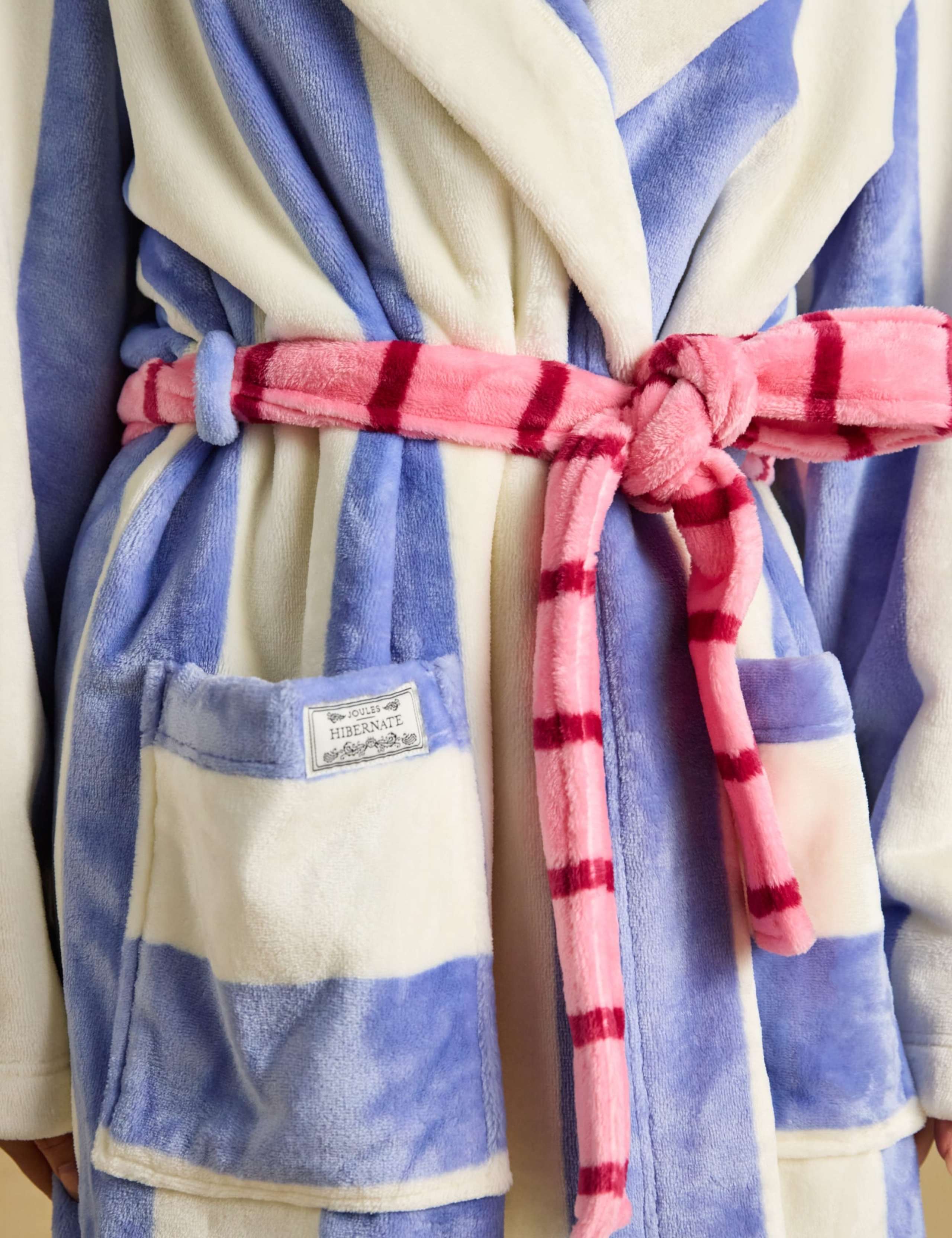 Fleece Striped Hooded Dressing Gown 3 of 7