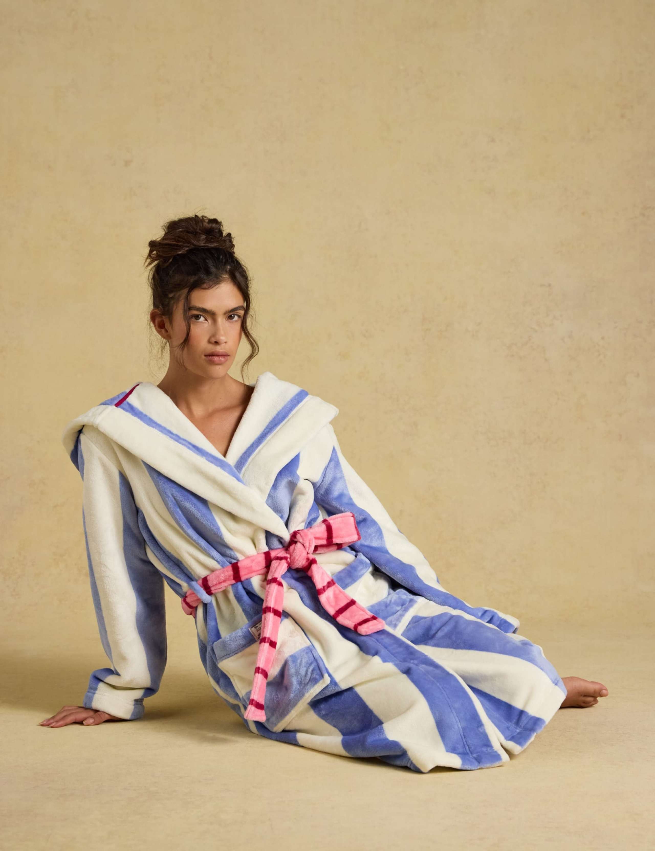Fleece Striped Hooded Dressing Gown 5 of 7