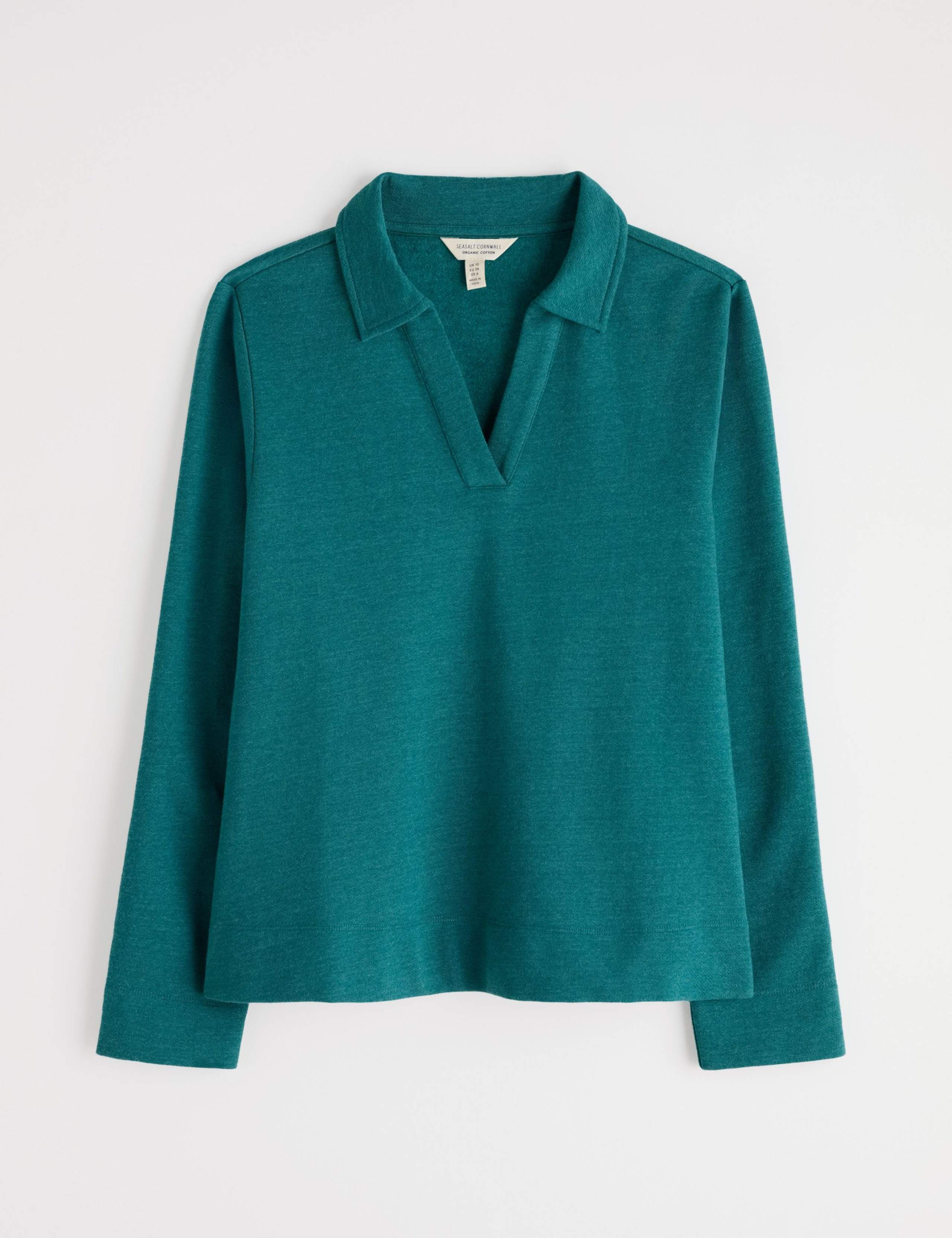 Pure Cotton V-Neck Collared Sweatshirt 2 of 5