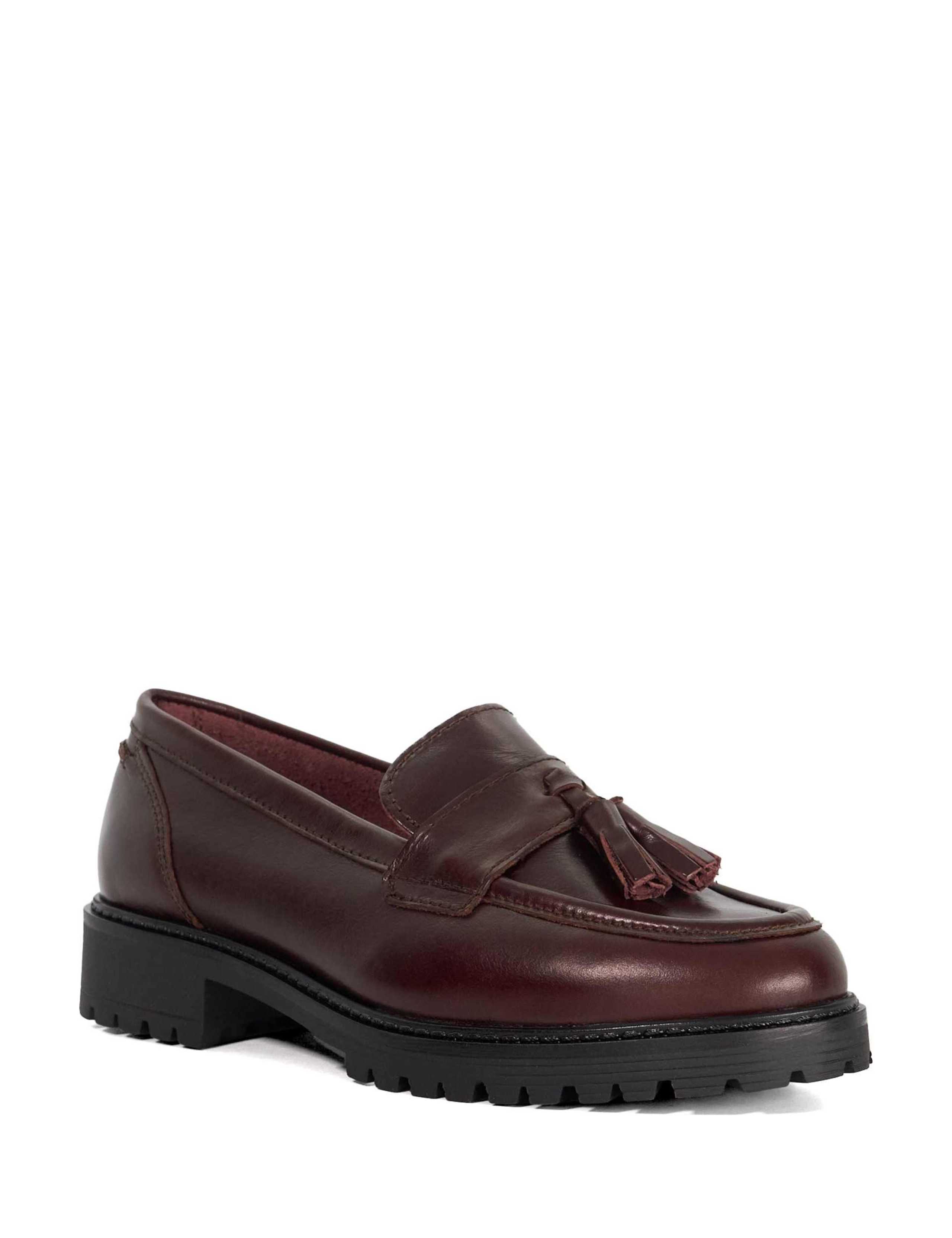 Wide Fit Leather Tassel Low Heel Loafers 3 of 5