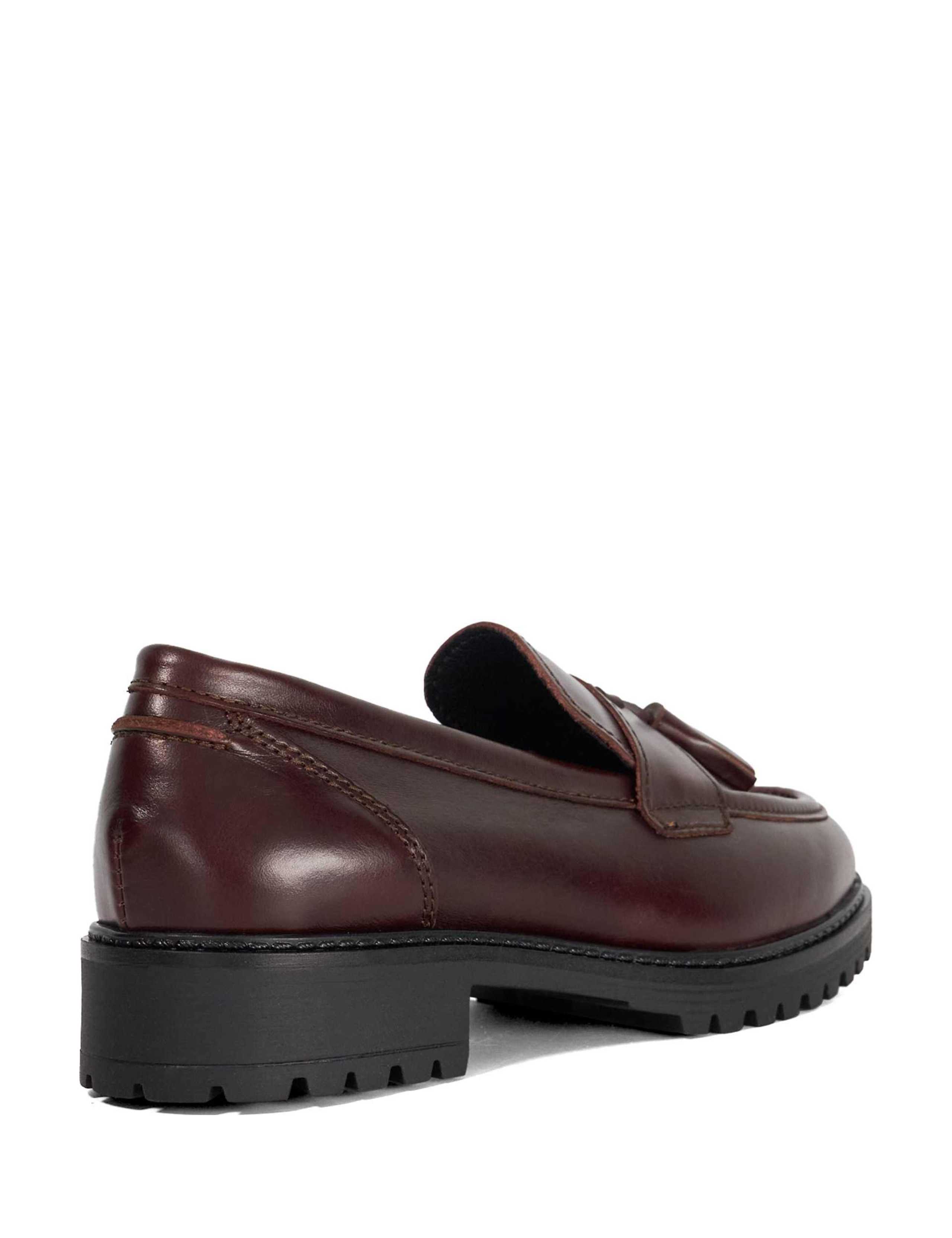 Wide Fit Leather Tassel Low Heel Loafers 4 of 5