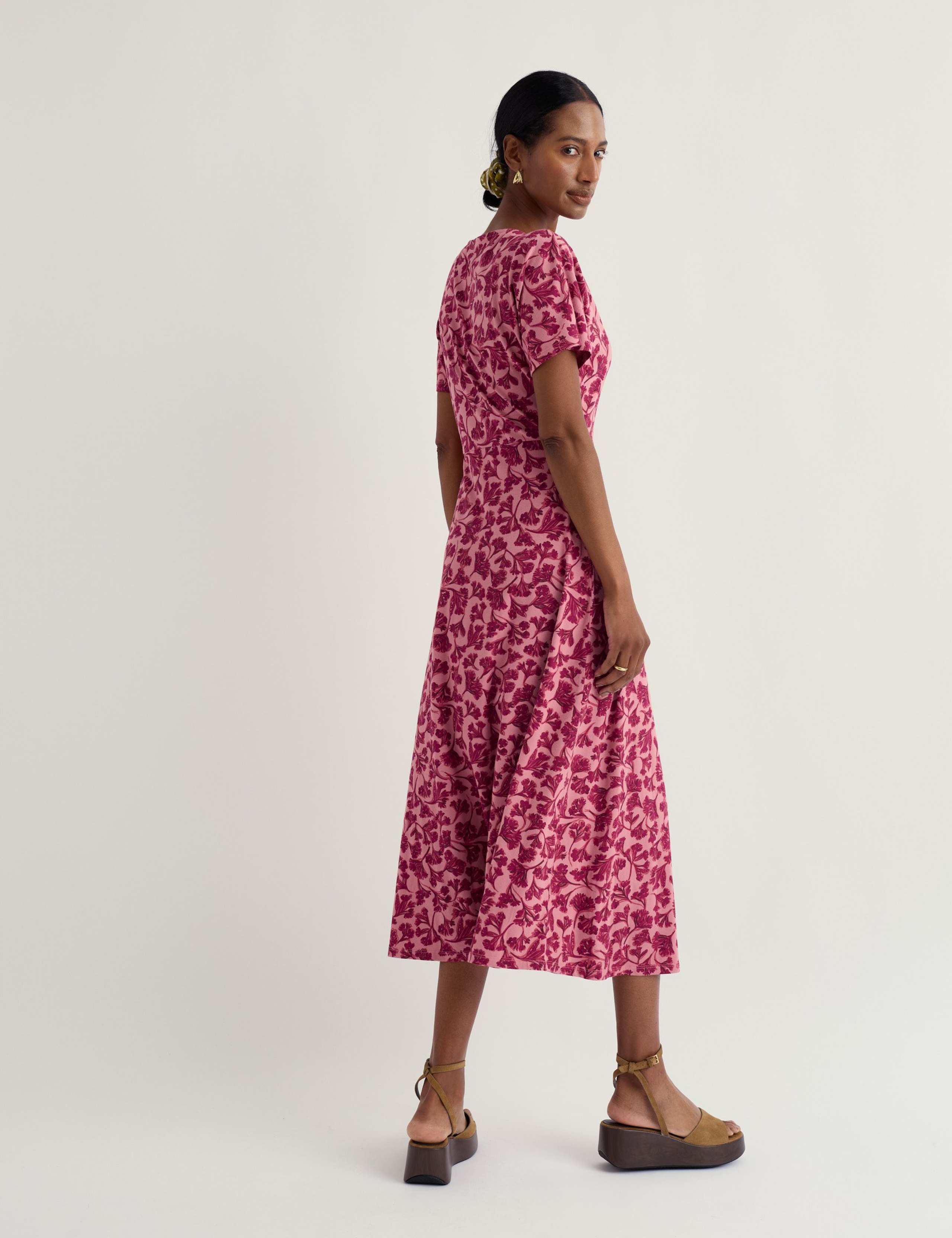 Cotton Rich Floral Midi Waisted Dress 3 of 5