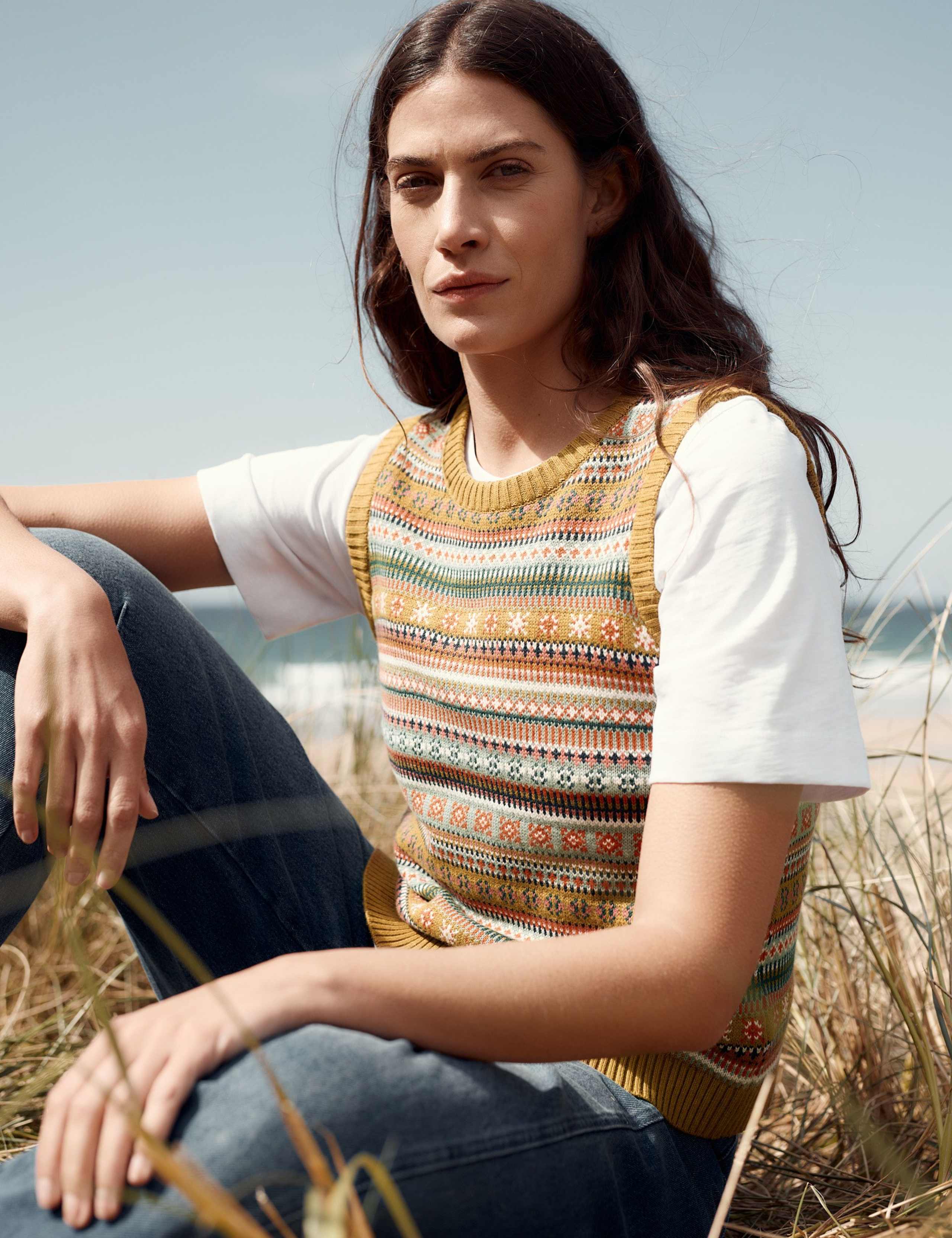 Pure Cotton Fair Isle Knitted Vest 5 of 6