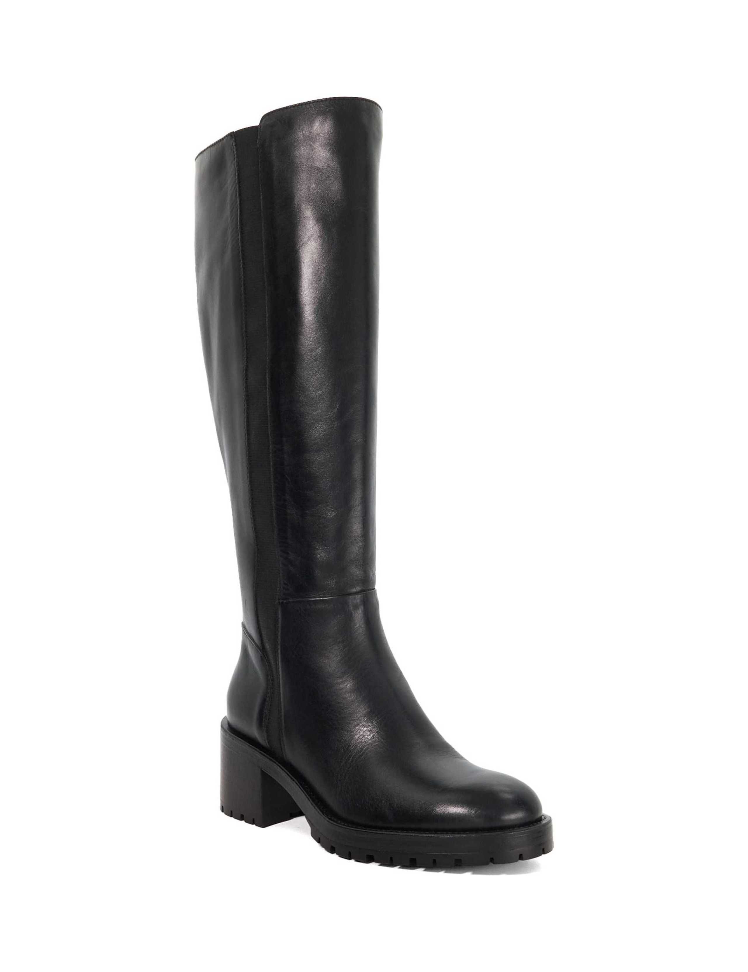 Leather Block Heel Knee High Boots 3 of 5