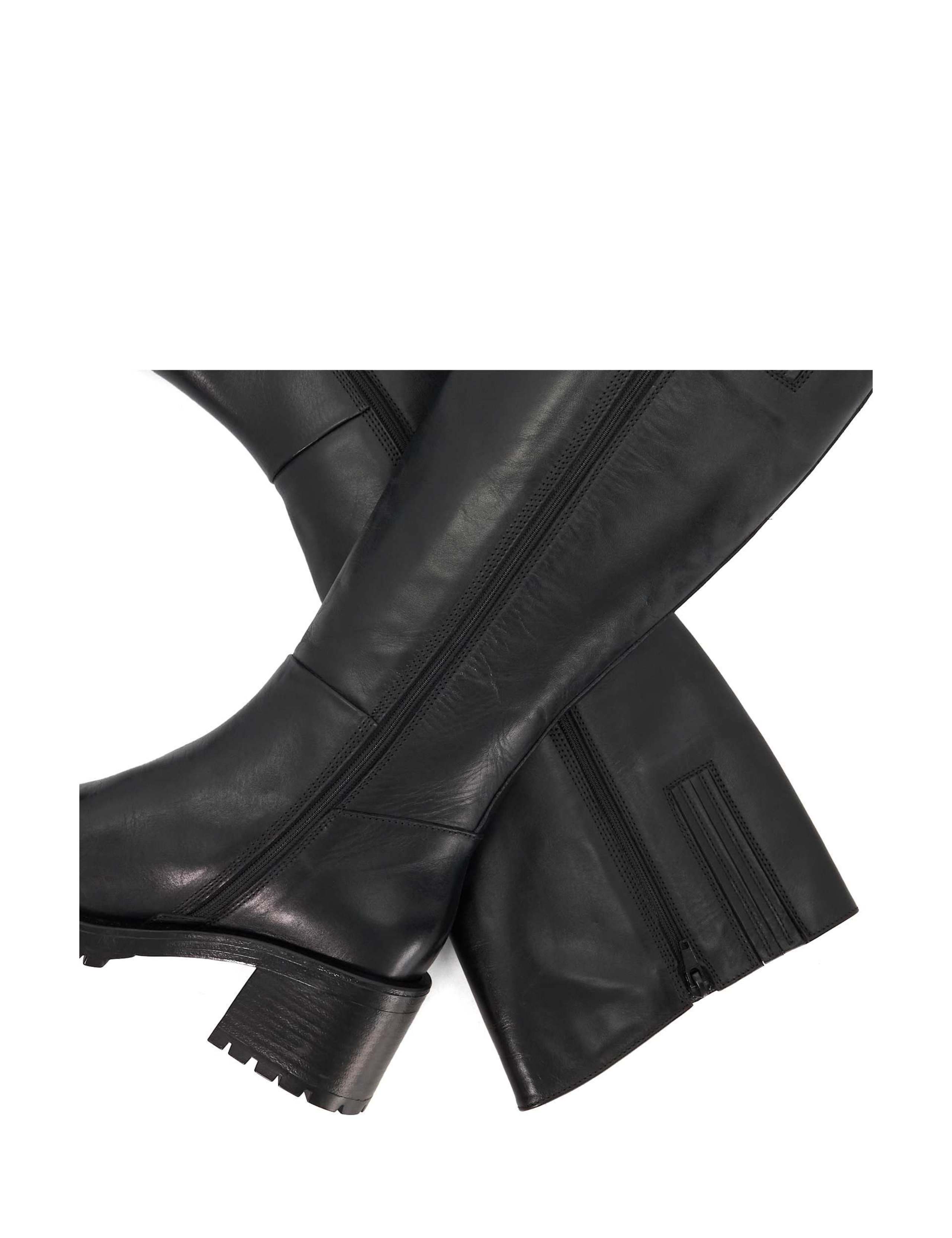 Leather Block Heel Knee High Boots 5 of 5