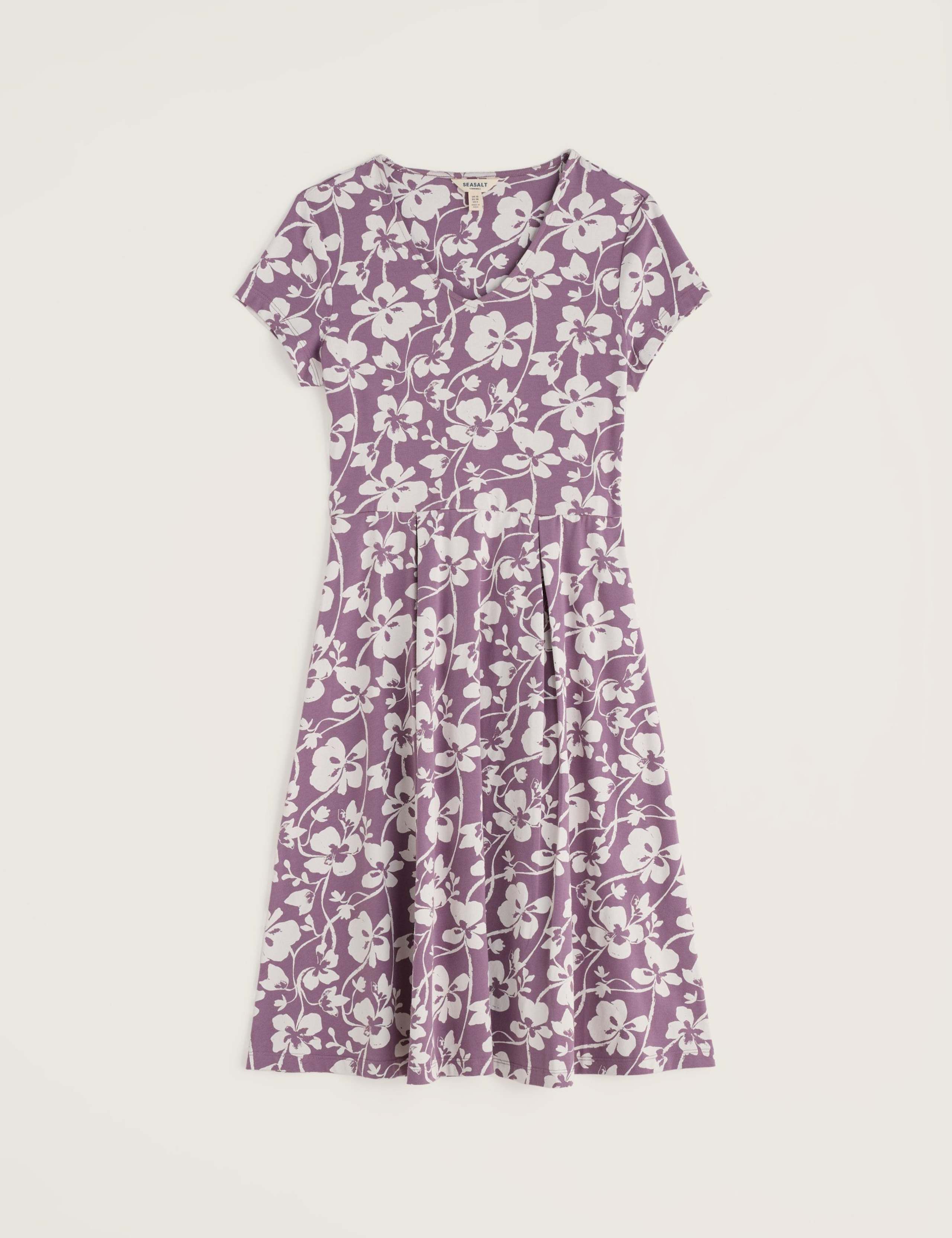 Cotton Rich Floral V-Neck Waisted Dress 2 of 4