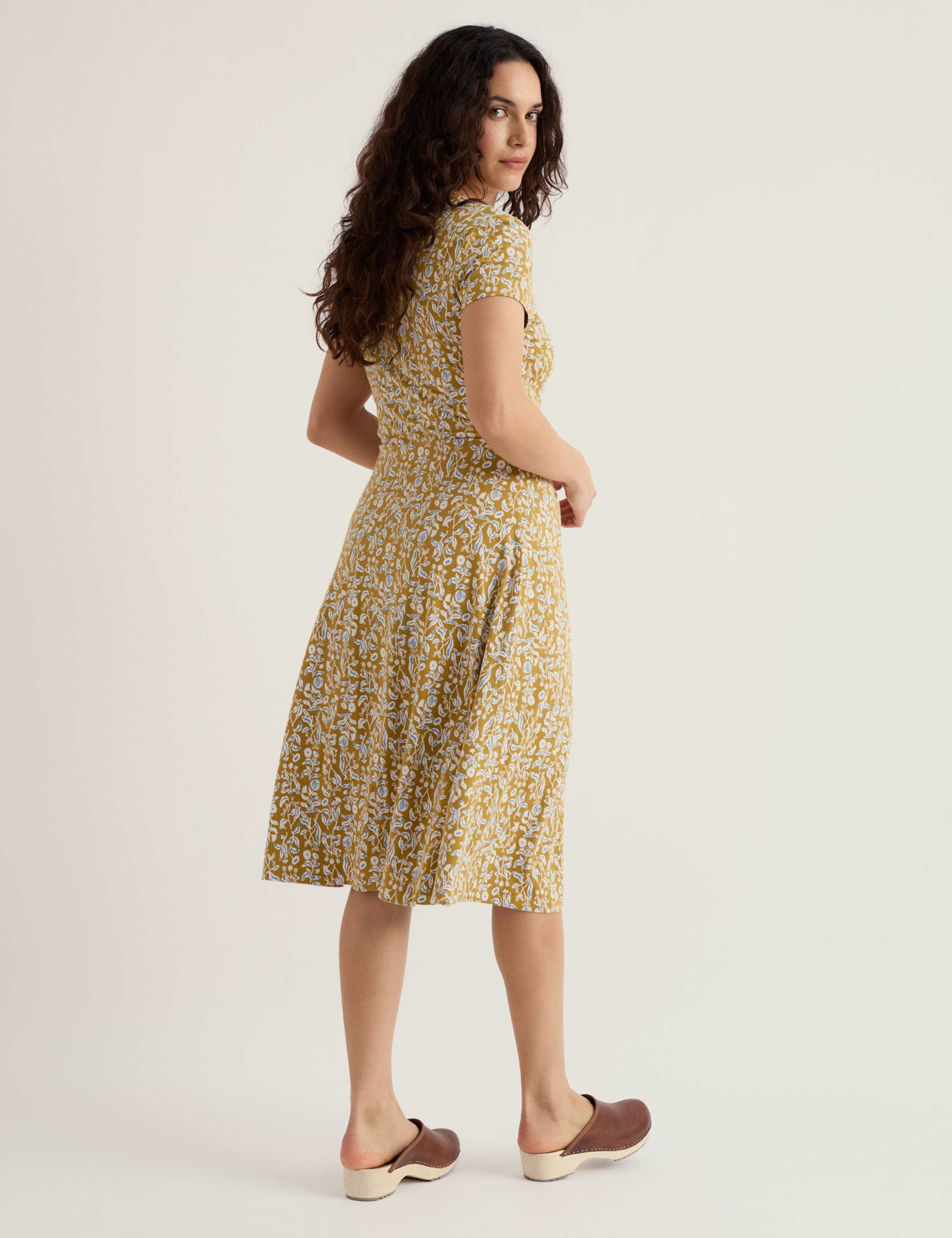 Cotton Rich Floral V-Neck Waisted Dress 3 of 5