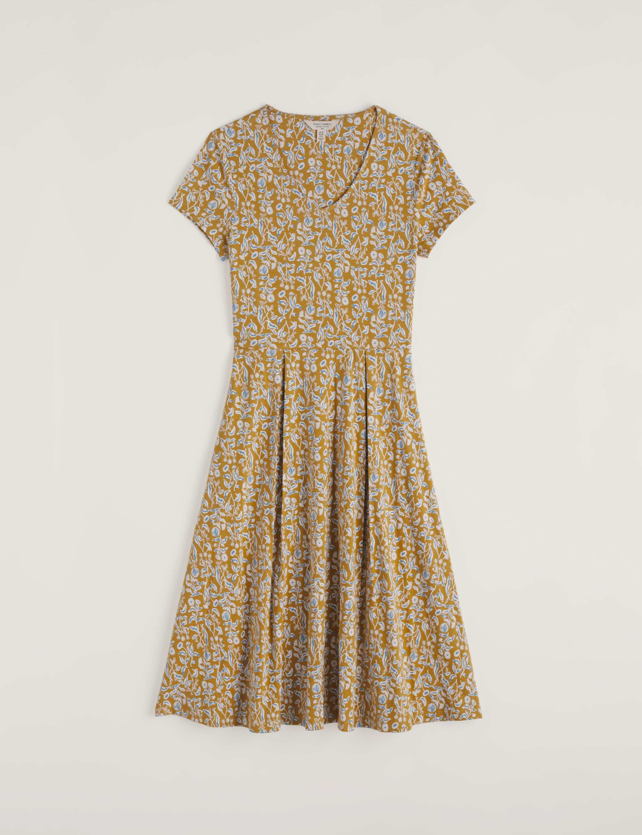 Cotton Rich Floral V-Neck Waisted Dress 2 of 5