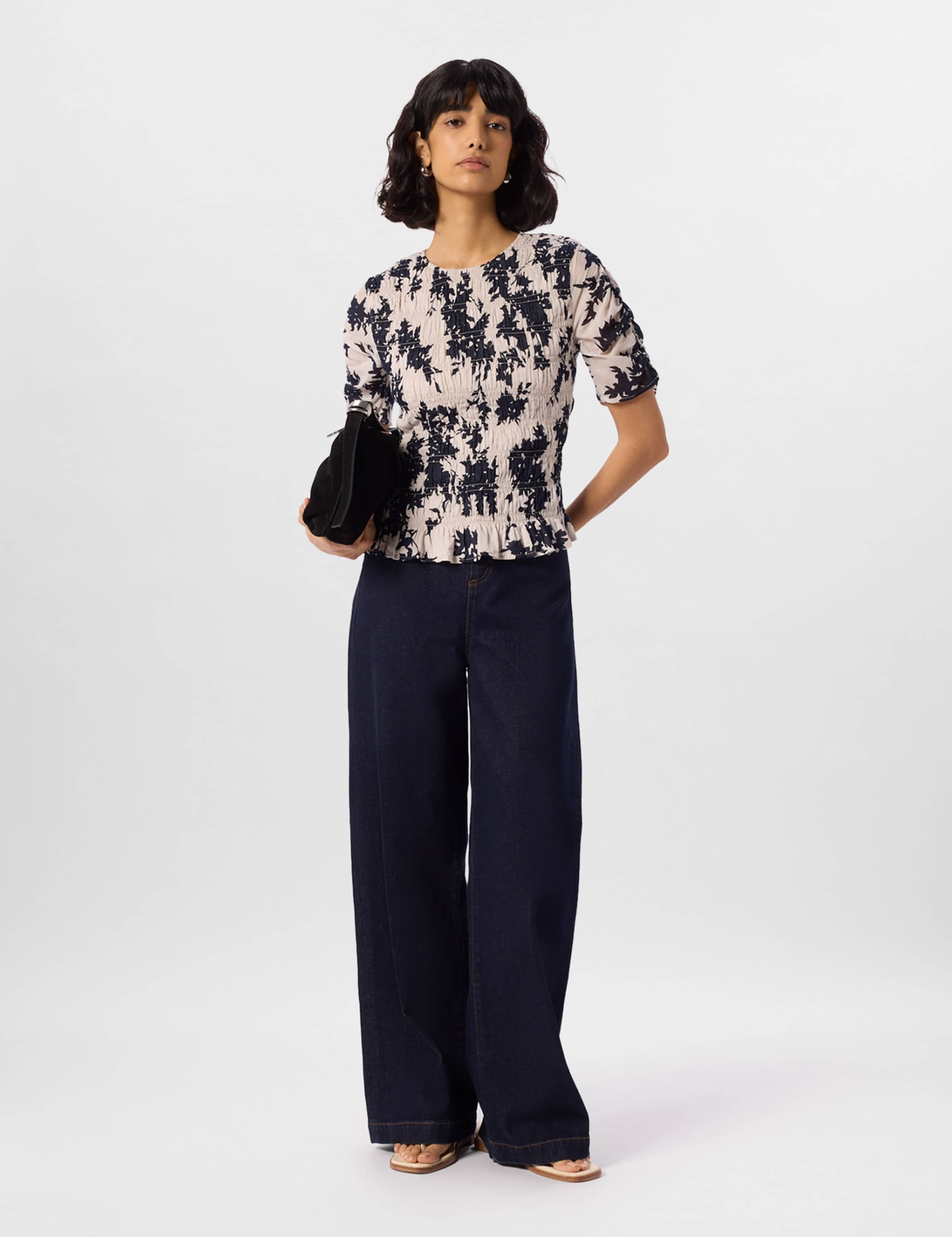 Pure Cotton Floral Shirred Top 3 of 5