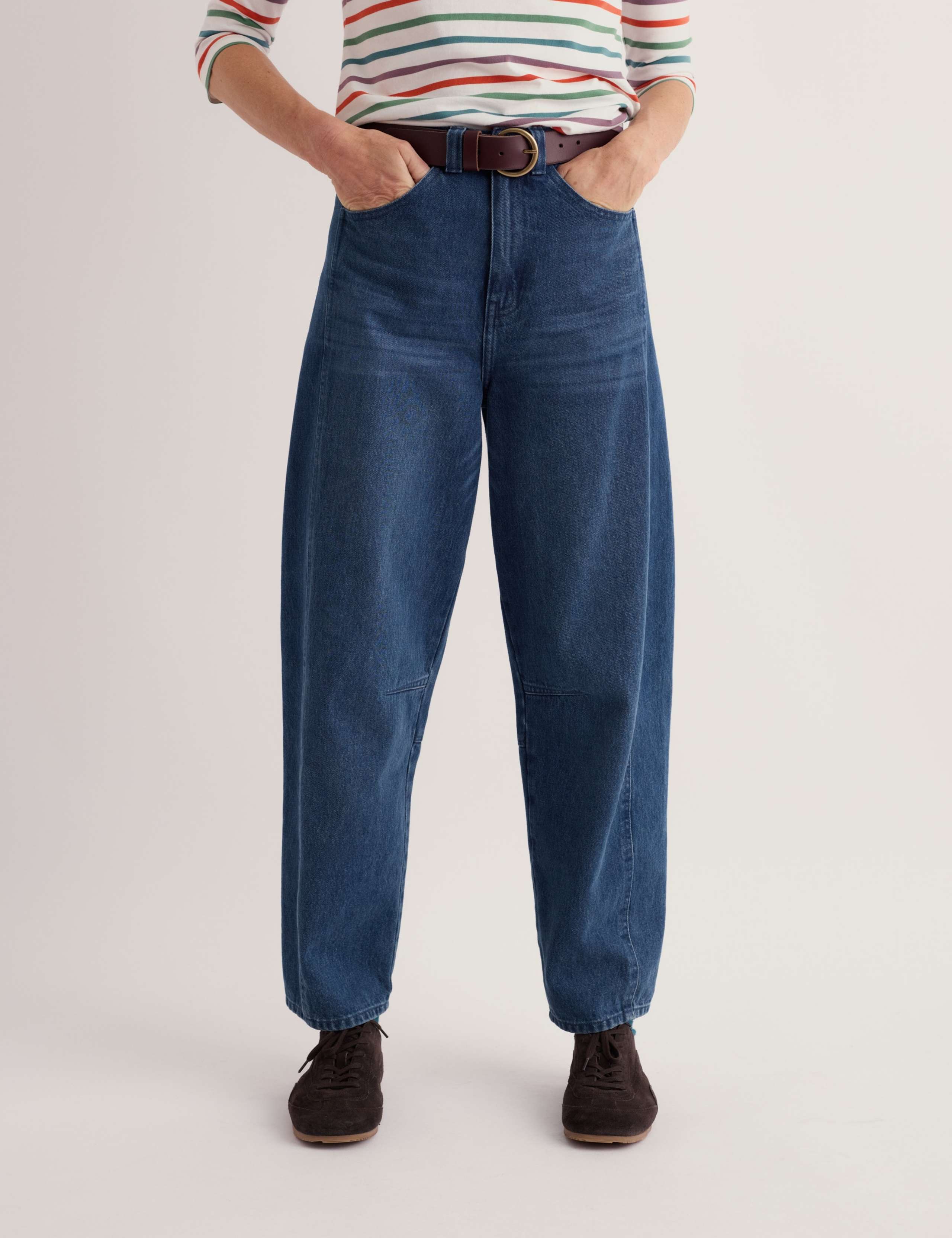 High Waisted Barrel Leg Ankle Grazer Jeans 4 of 6