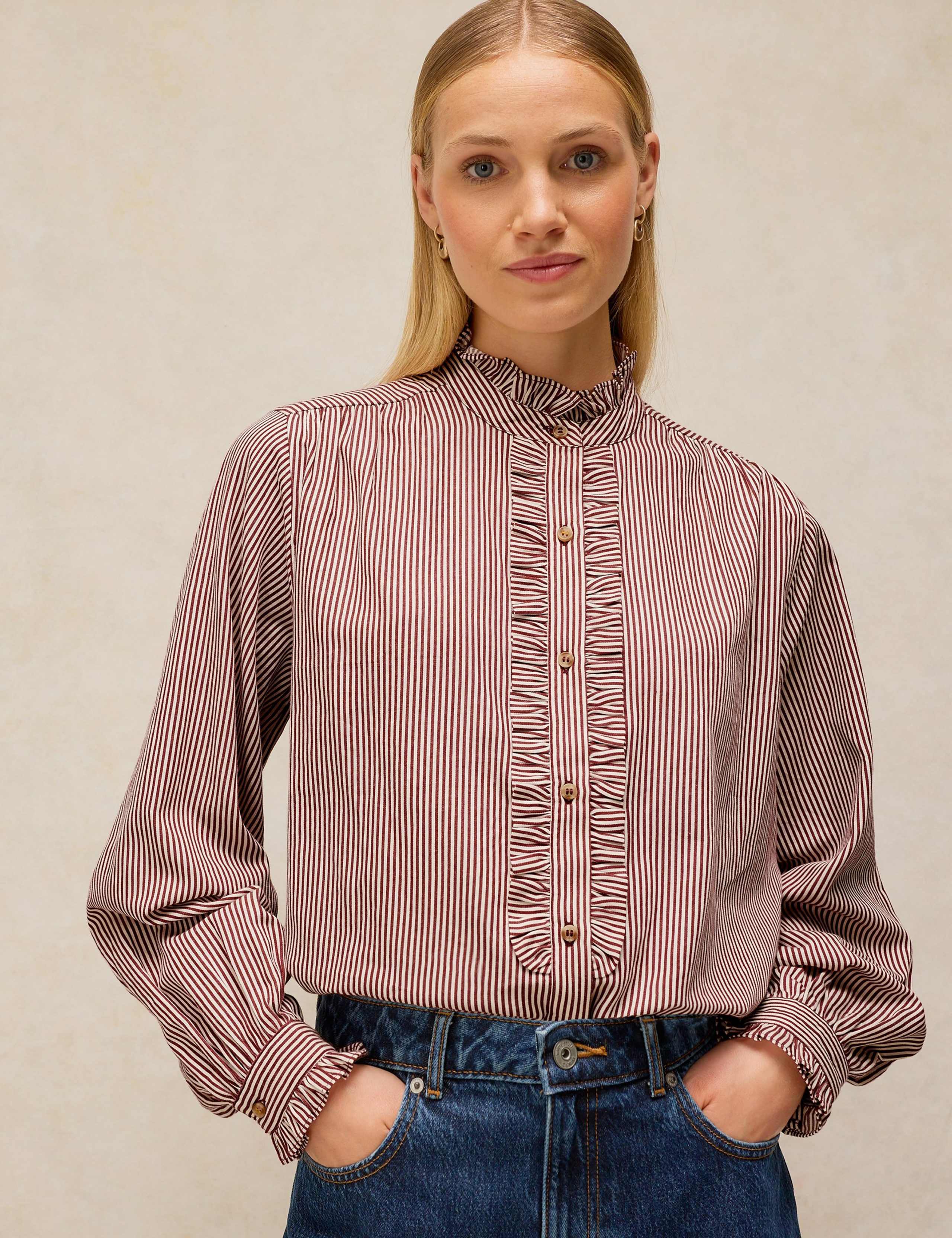 Pure Cotton Collared Frill Detail Shirt 3 of 7
