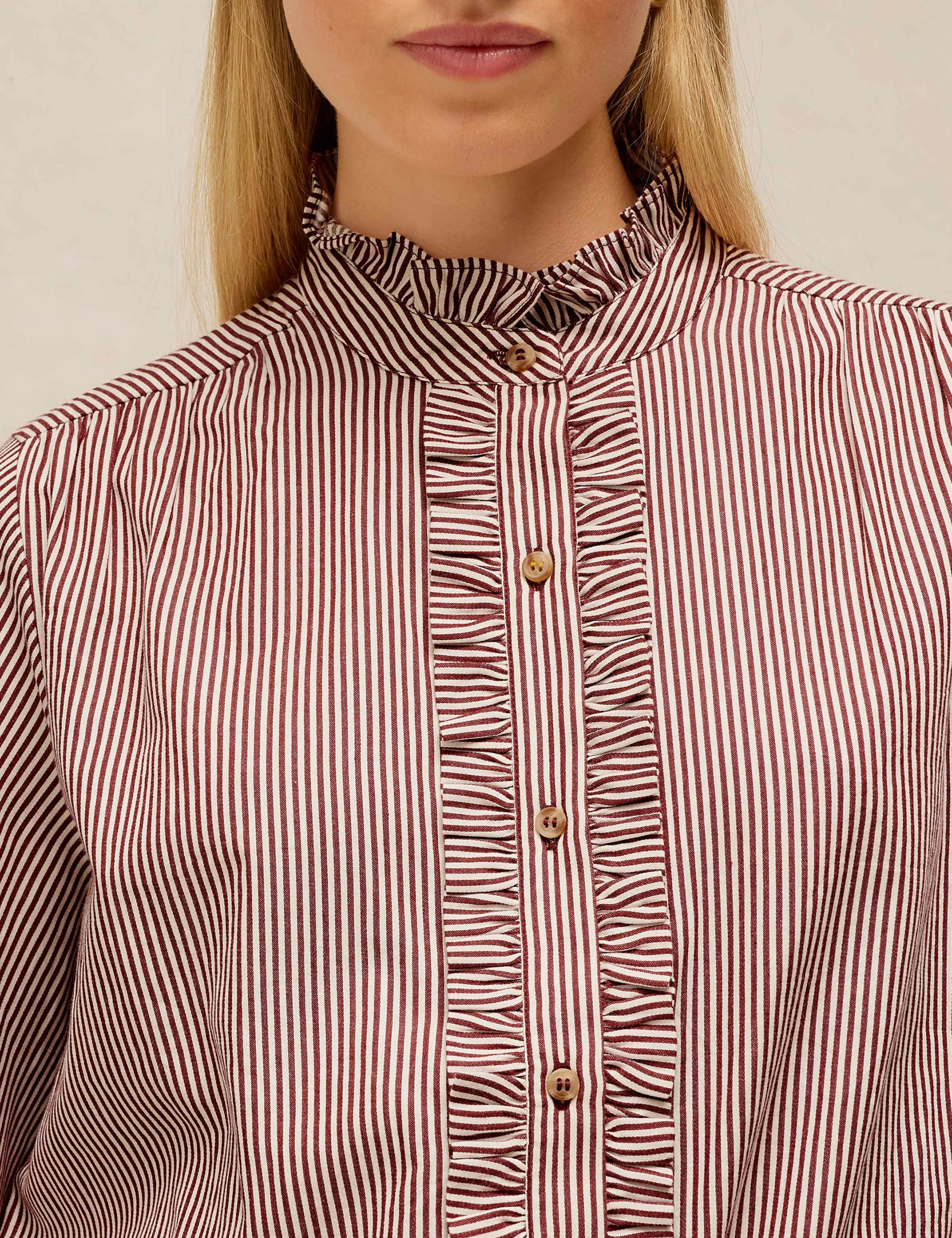 Pure Cotton Collared Frill Detail Shirt 4 of 7