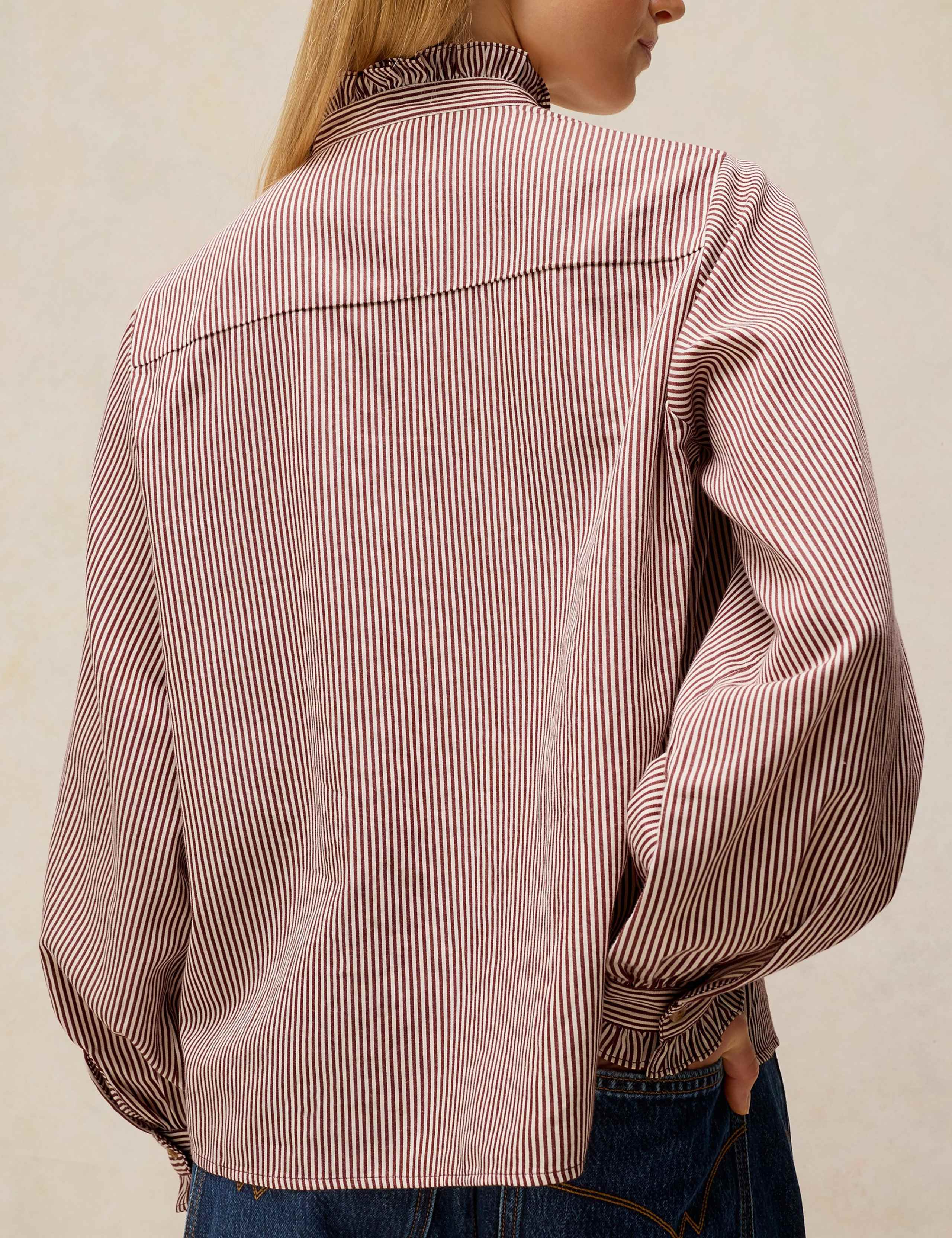 Pure Cotton Collared Frill Detail Shirt 5 of 7