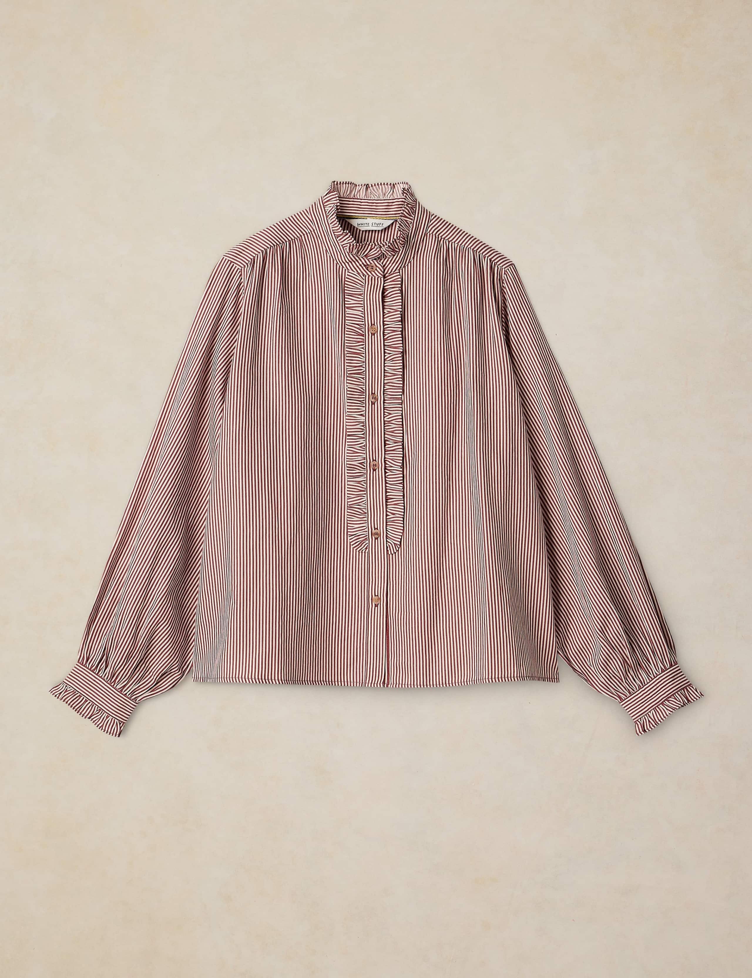 Pure Cotton Collared Frill Detail Shirt 2 of 7